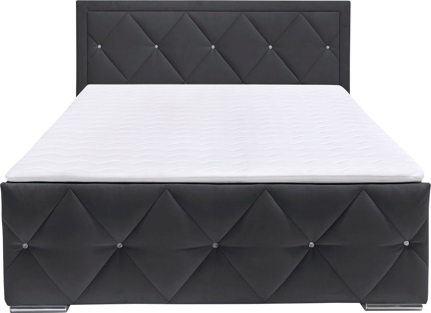 Leonique Boxspring Alfie, bestseller! Inclusief bedlade & topper Optioneel met knoopstiksels of strassstenen, H2, H3 en H4 verkrijgbaar