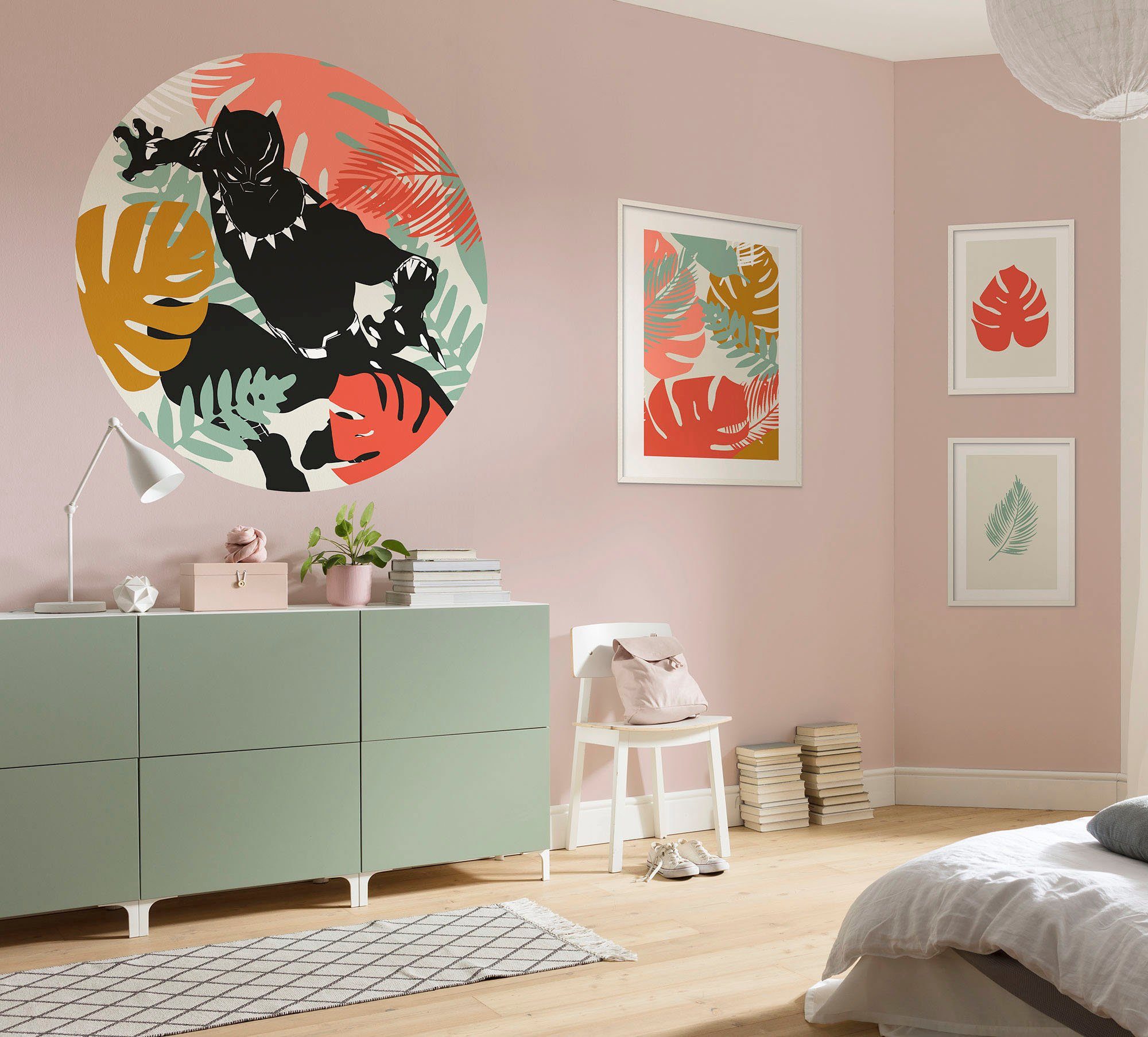Komar Wanddecoratie Winter Tropics Black Panther Plants Wanddecoratie voor de kinderkamer - zonder lijst (1 stuk)