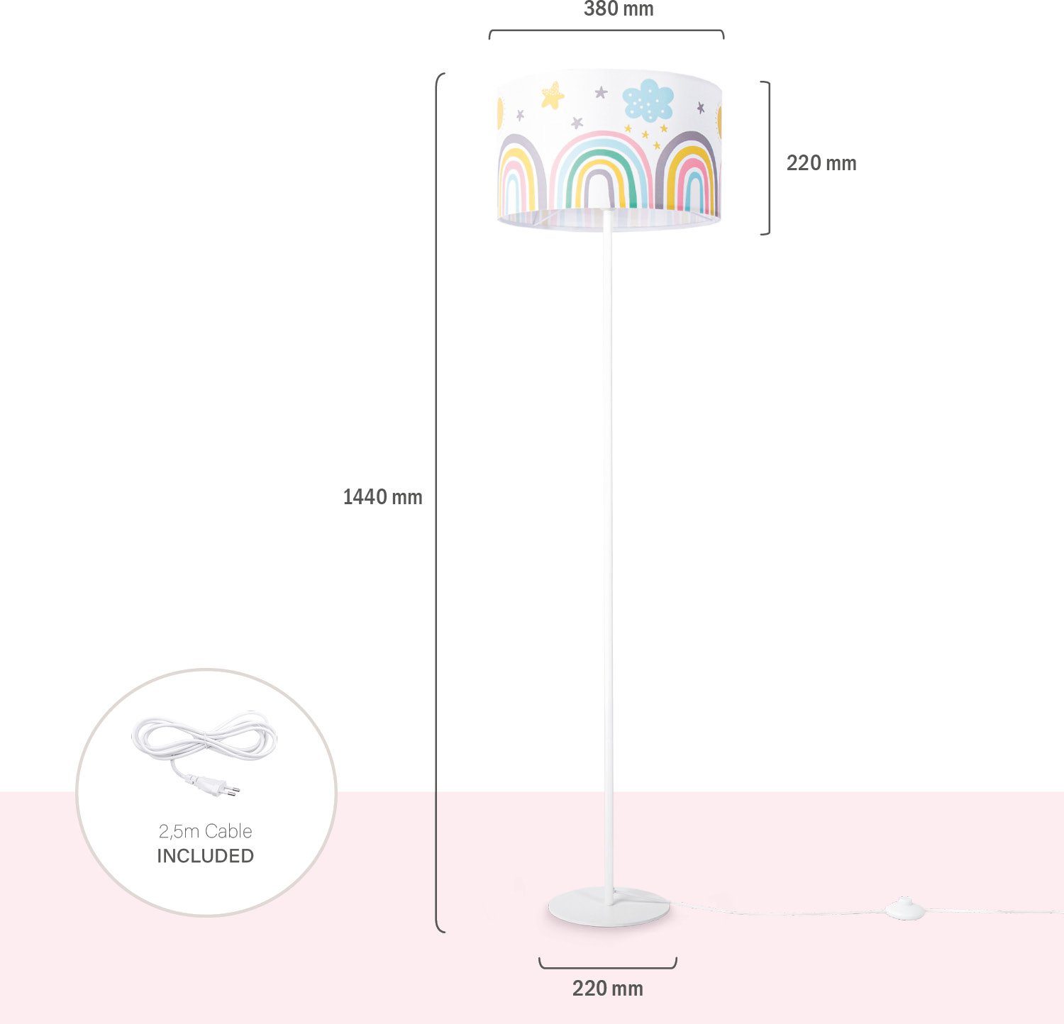 Paco Home Staande lamp Tweet 462 Lamp kinderkamer kindlamp babykamer E27 regenboog zon wolken