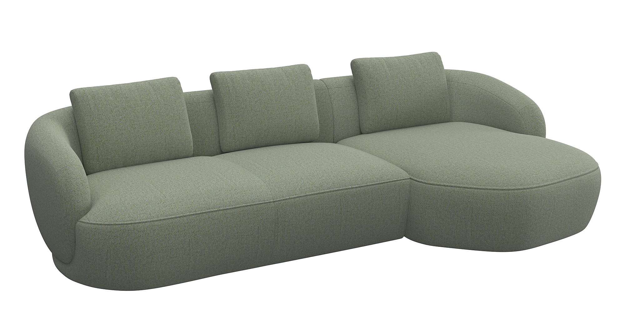 FLEXLUX Zithoek Torino, rond, L-vorm, bankhoek met recamière, longchair-sofa