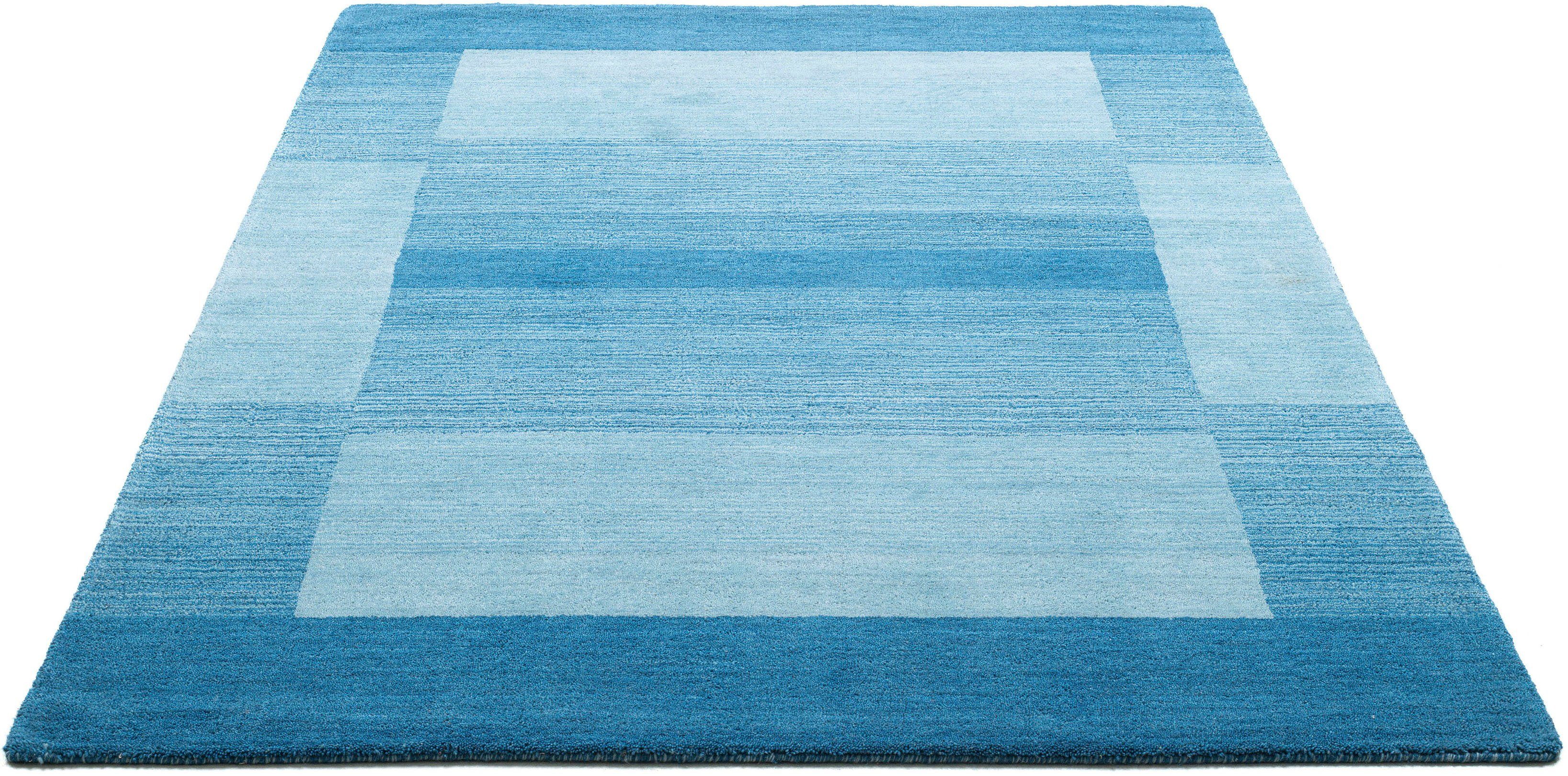 THEKO Wollen kleed Gabbeh super, Handgeweven vloerkleed, randdessin, zuivere wol, met de hand geweven