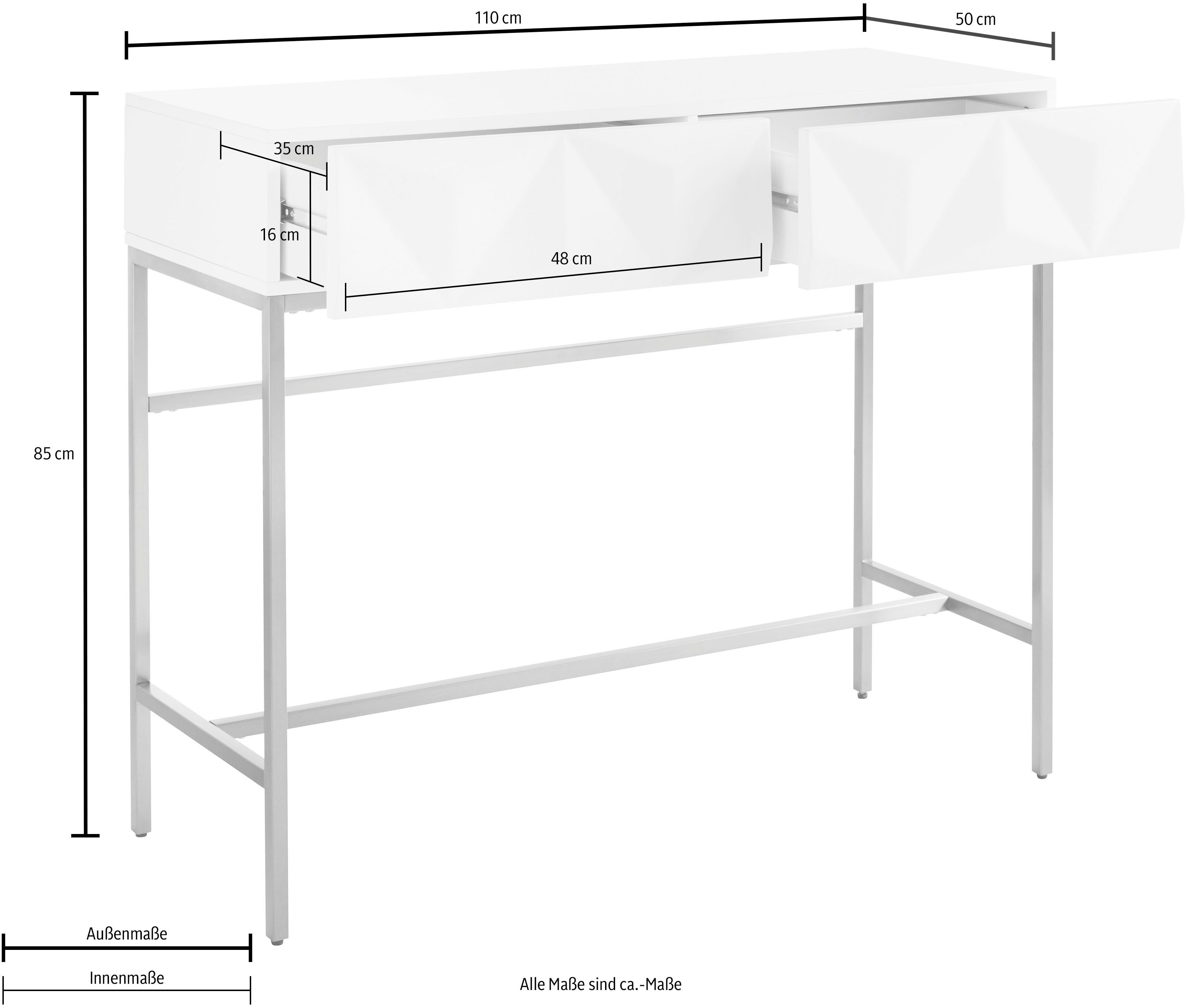 Leonique Dressoir Minfi in 3d-look, sidetable met goudkleurig metalen frame