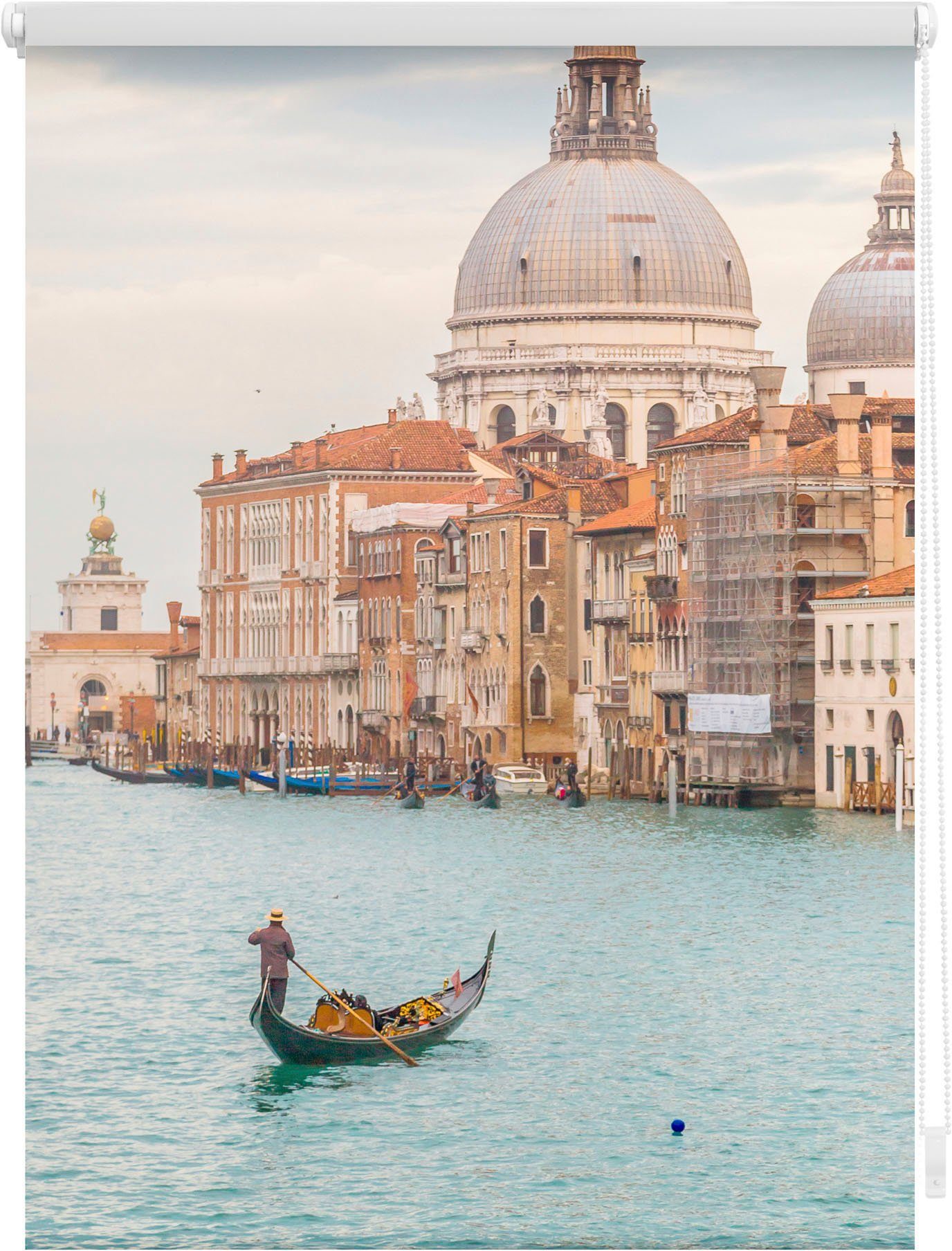 LICHTBLICK Rolgordijn met zijbediening Rolgordijn Klemmfix, zonder boren, verduistering, Venetië Canal Grande - blauw (1 stuk)