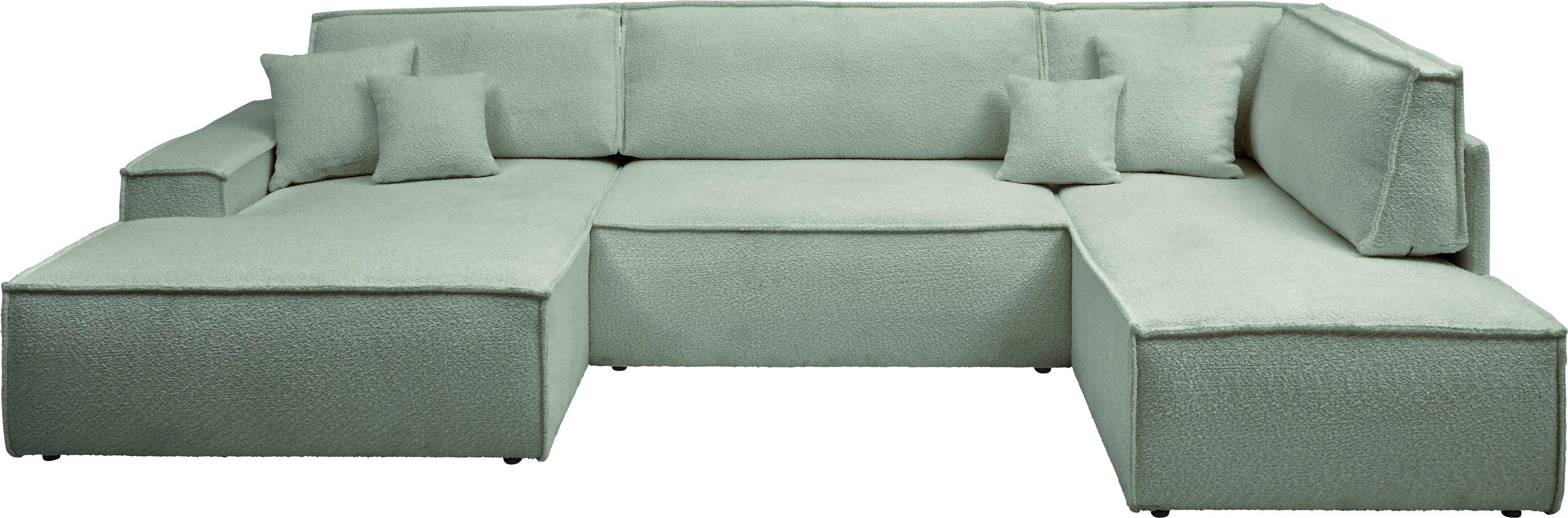 andas Zithoek FINNLEY U-model XXL 329 cm, bedbank, slaapfunctie m. bedkist