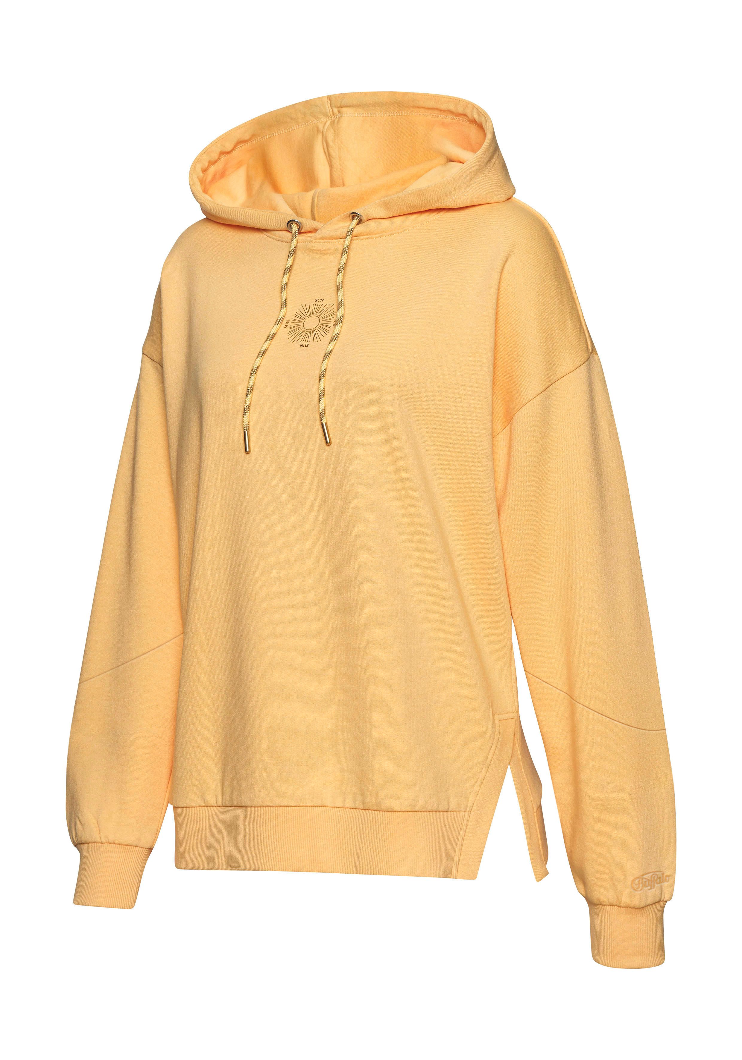 Buffalo Hoodie Capuchon sweatshirt met grote rugprint - met glanseffect, loungewear