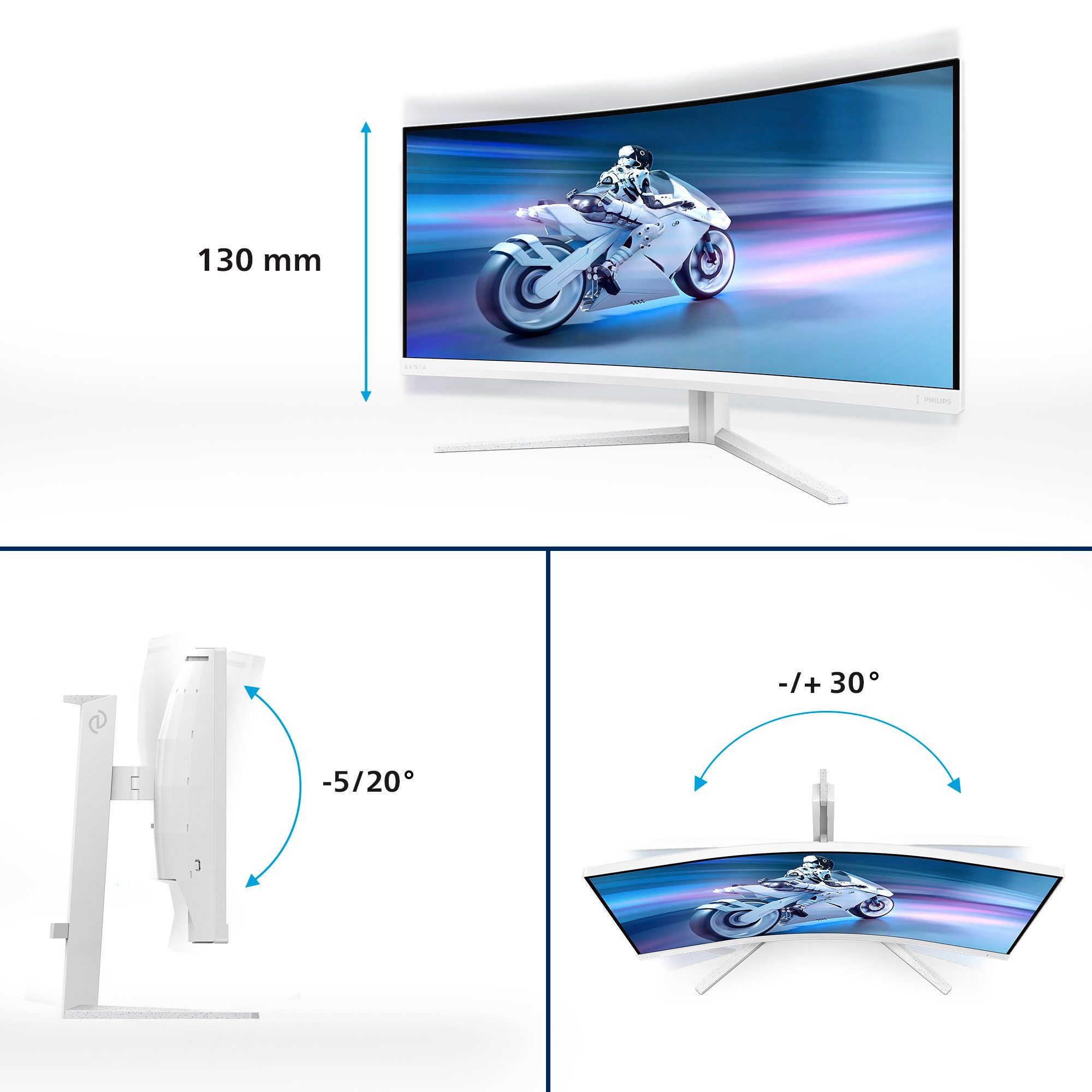 Philips Curved-gaming-ledscherm 34M2C5501A, 86,4 cm / 34", WQHD, Hoogte, draaiing, helling