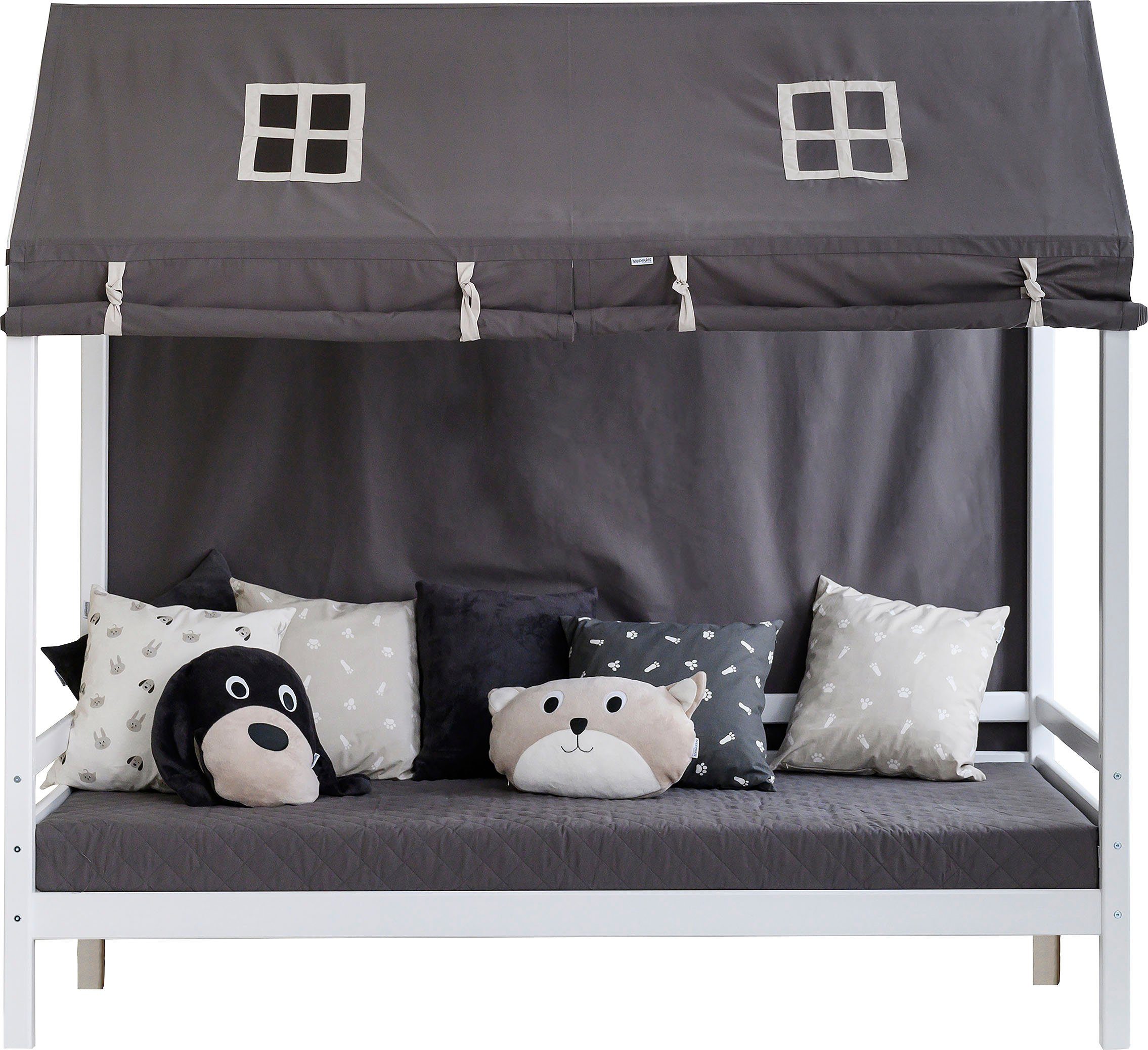 Hoppekids Kinderledikant Eco Dream Bedhuis met dak 90x200 massief wit
