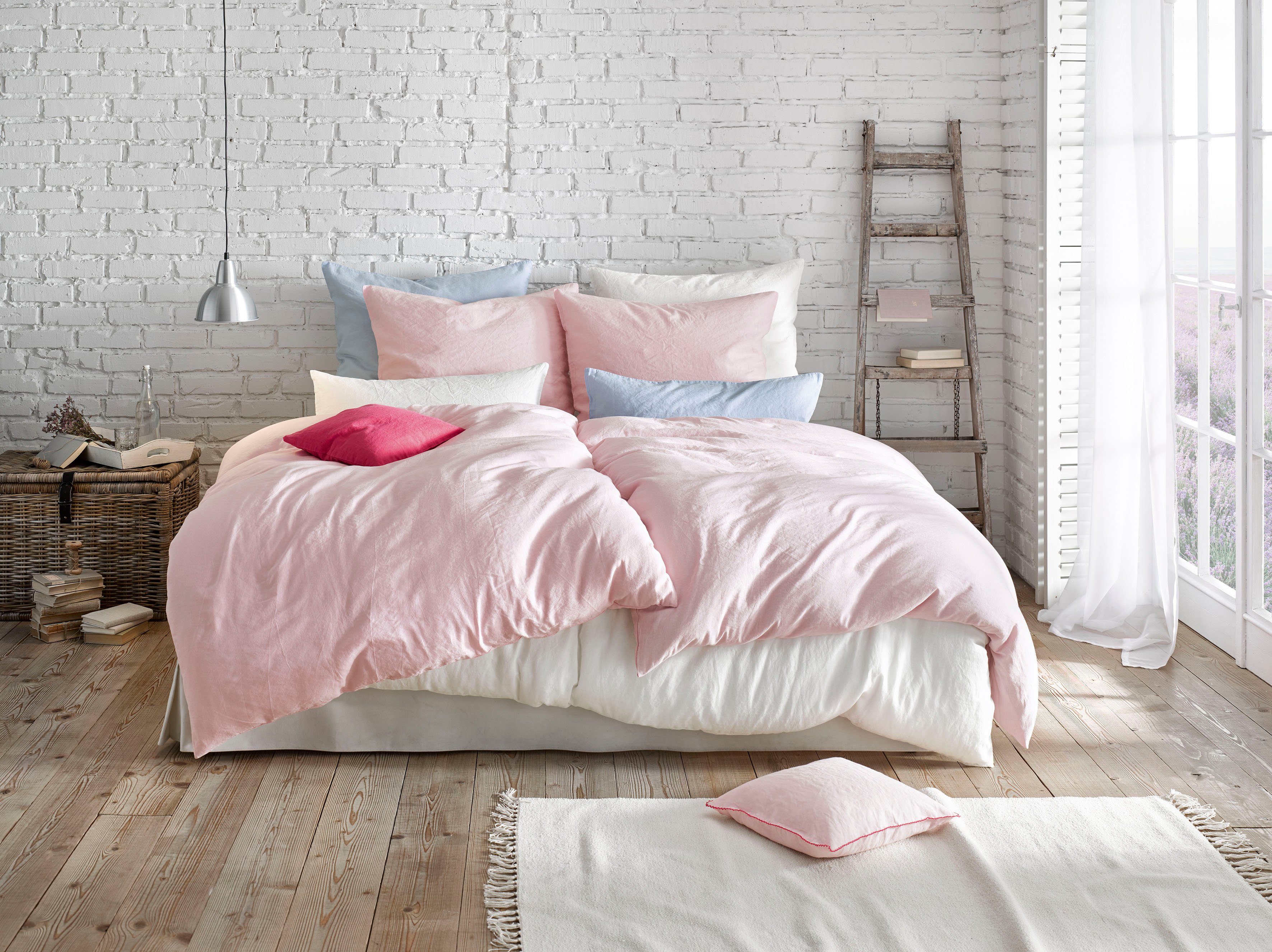 fleuresse Overtrekset Provence in mt. 135x200, 155x220 of 200x200 cm Halflinnen, 50% katoen, 50% linnen, mt. 135x200, 155x220, 200x200 cm