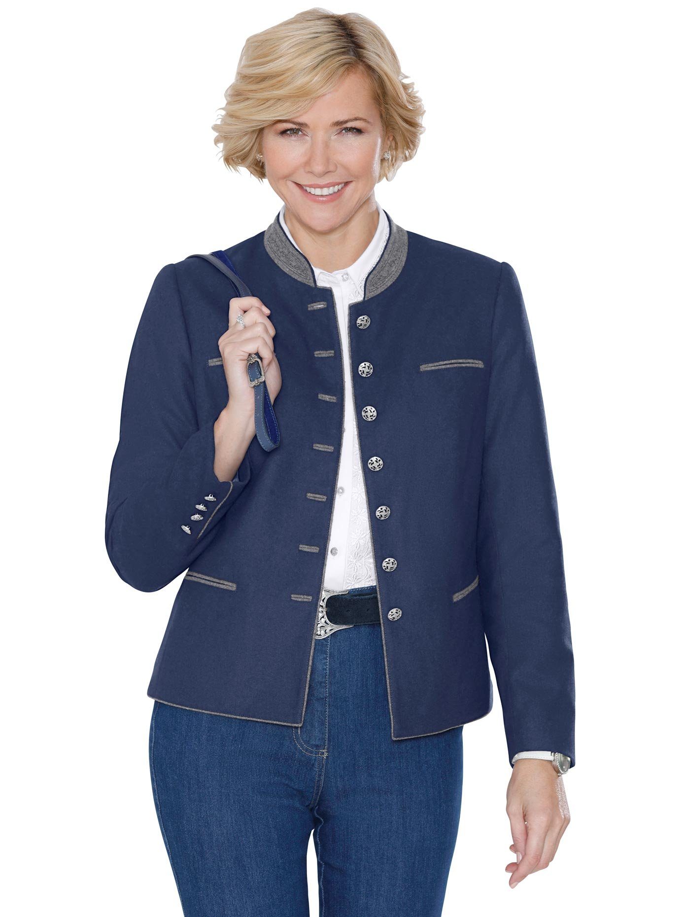 Classic Korte blazer Blazer dames korte blazers maat 46 blauw
