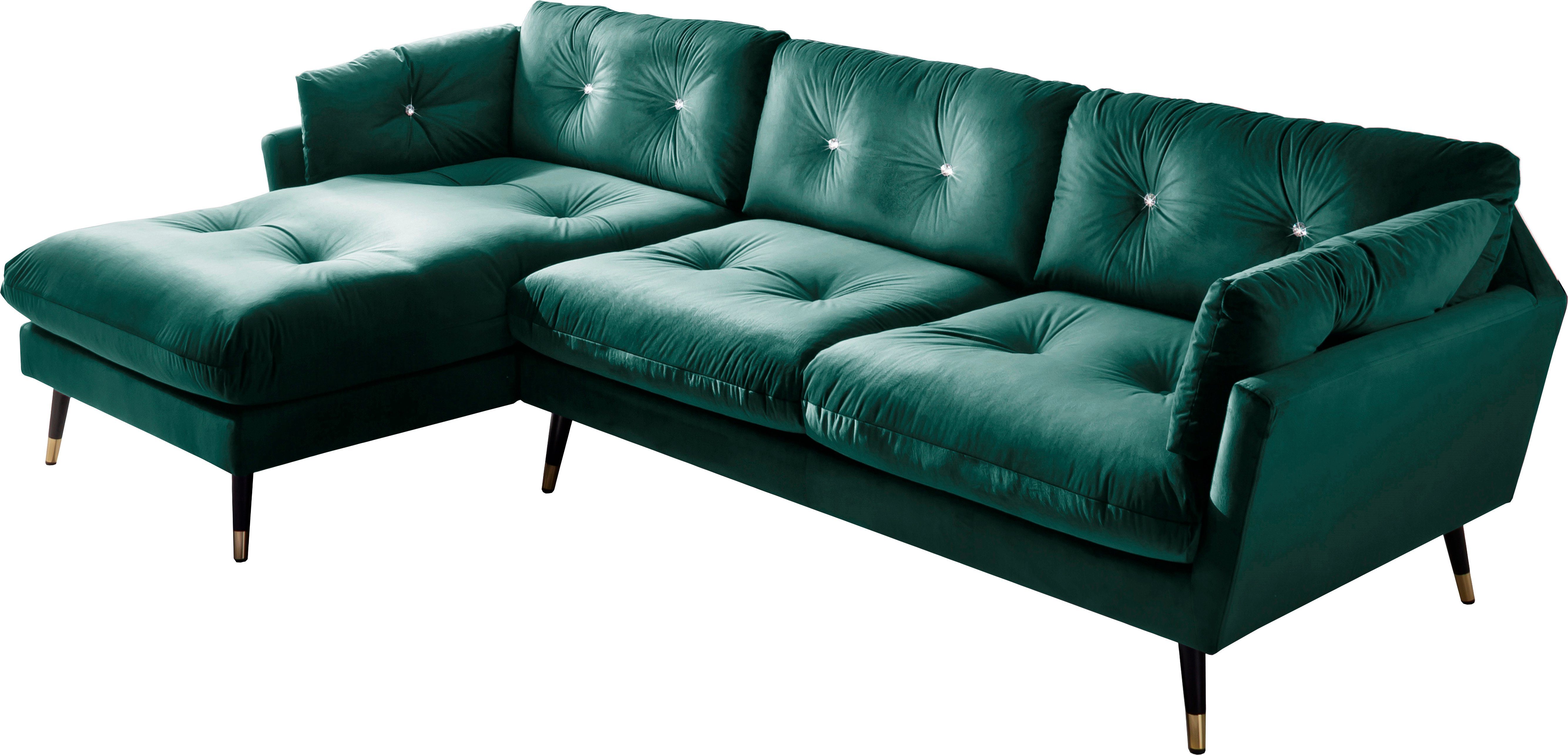 Trends by HG Hoekbank Amira L-vorm met strassteentjes en goudkleurige applicaties