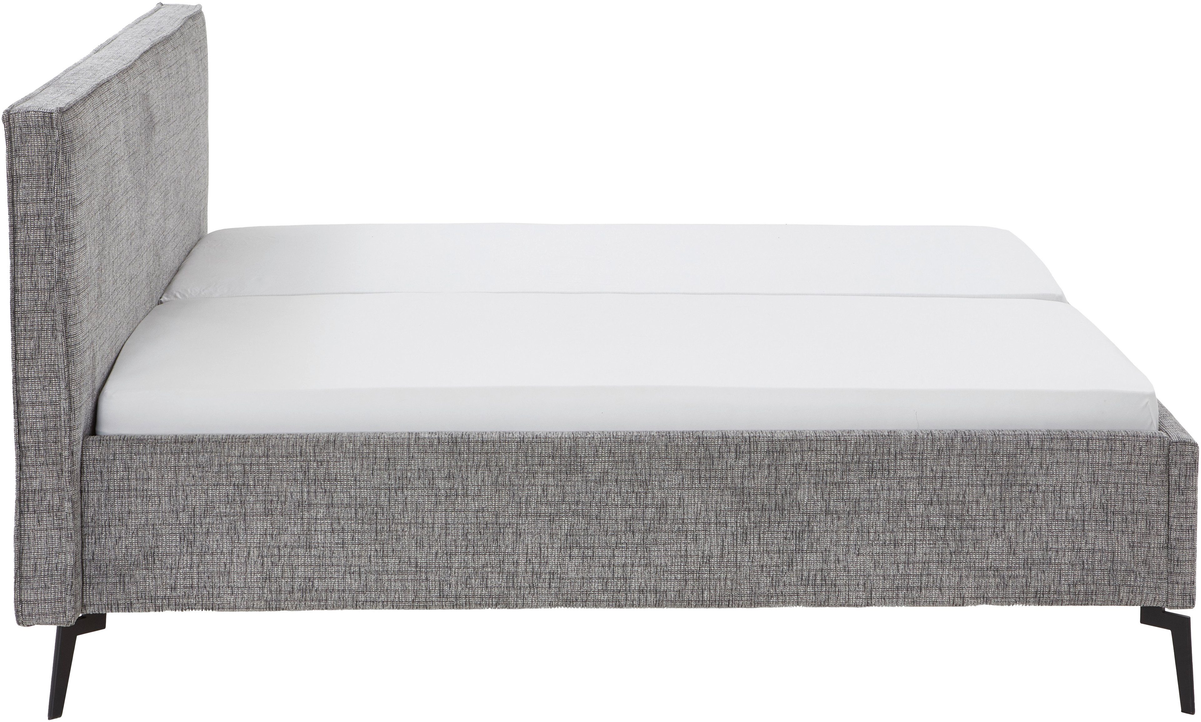 meise.möbel Gestoffeerd bed Riva II met zwarte metalen poten, naar keuze met bedkist