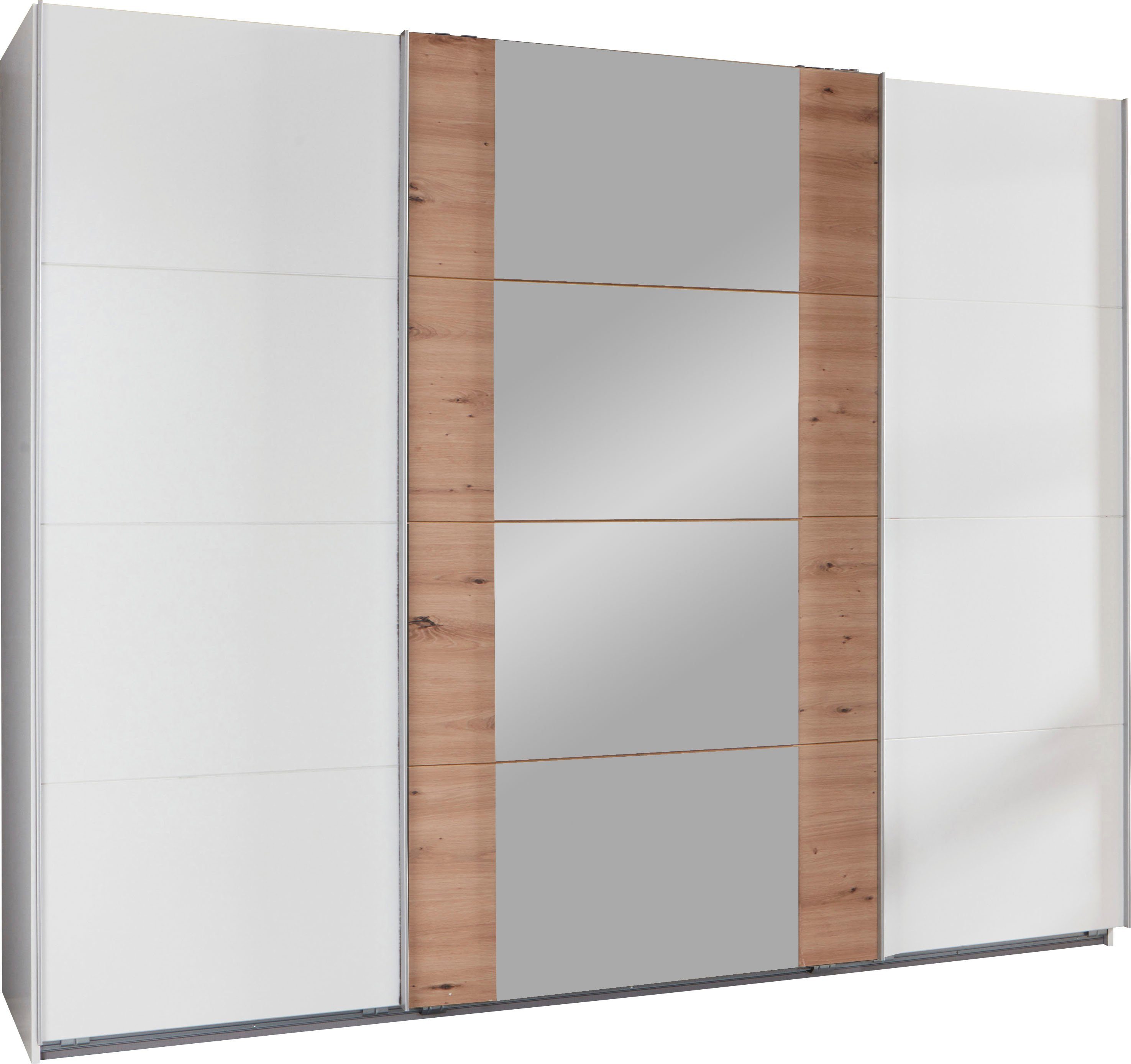 Wimex Zweefdeurkast Bern schuifdeurkast TOPSELLER Kast met extra indeling, kapstok zweefdeurkasten maat 313 cm x 210 cm x 64 cm wit
