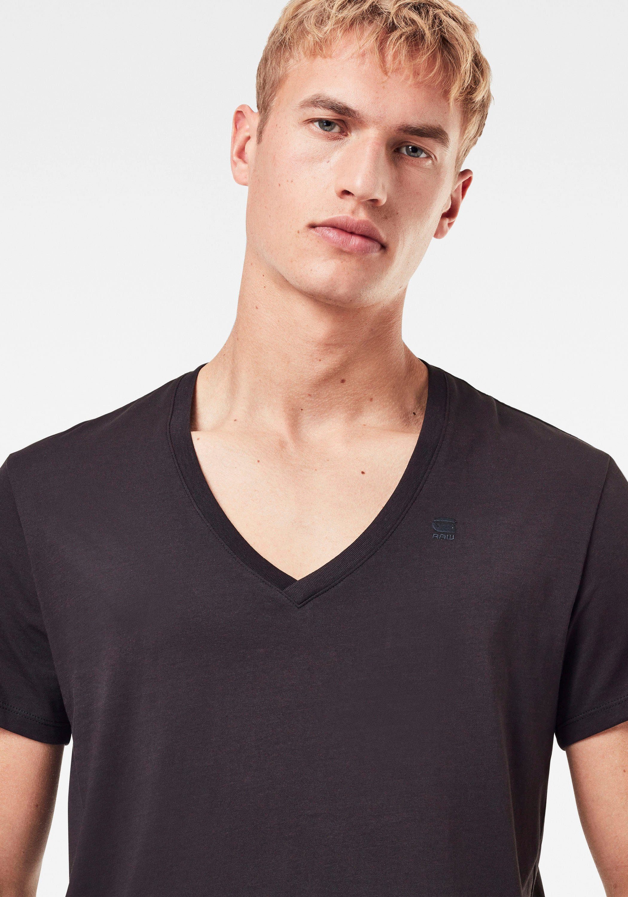 G-Star RAW Shirt met V-hals Base htr v t s/s 2-pack (2-delig, Set van 2)