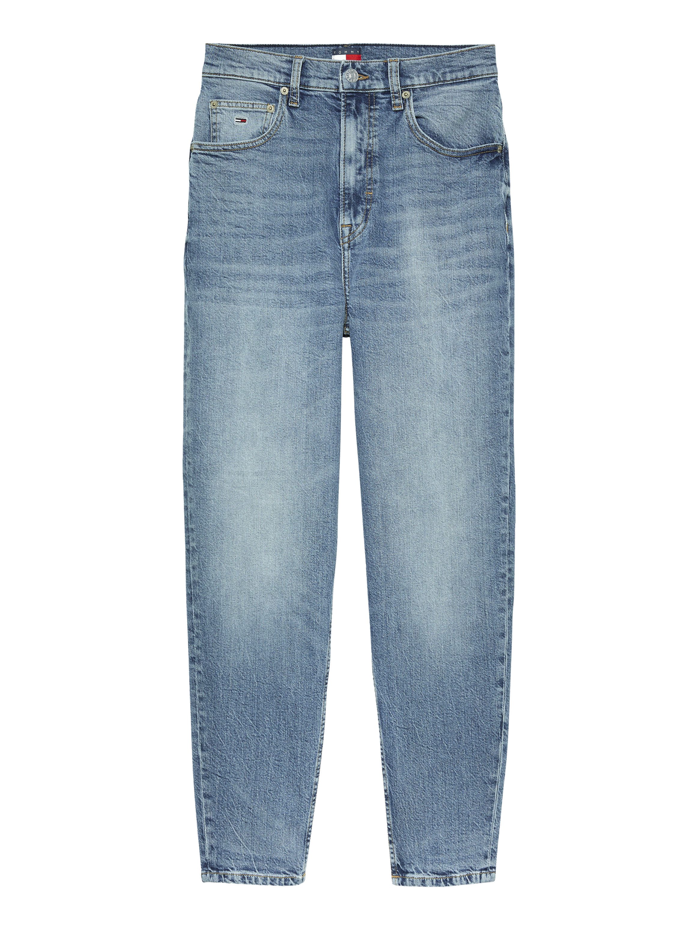 TOMMY JEANS Mom jeans High waist Mom-Jeans Tapered met logo-borduurwerk in enkelvrije lengte