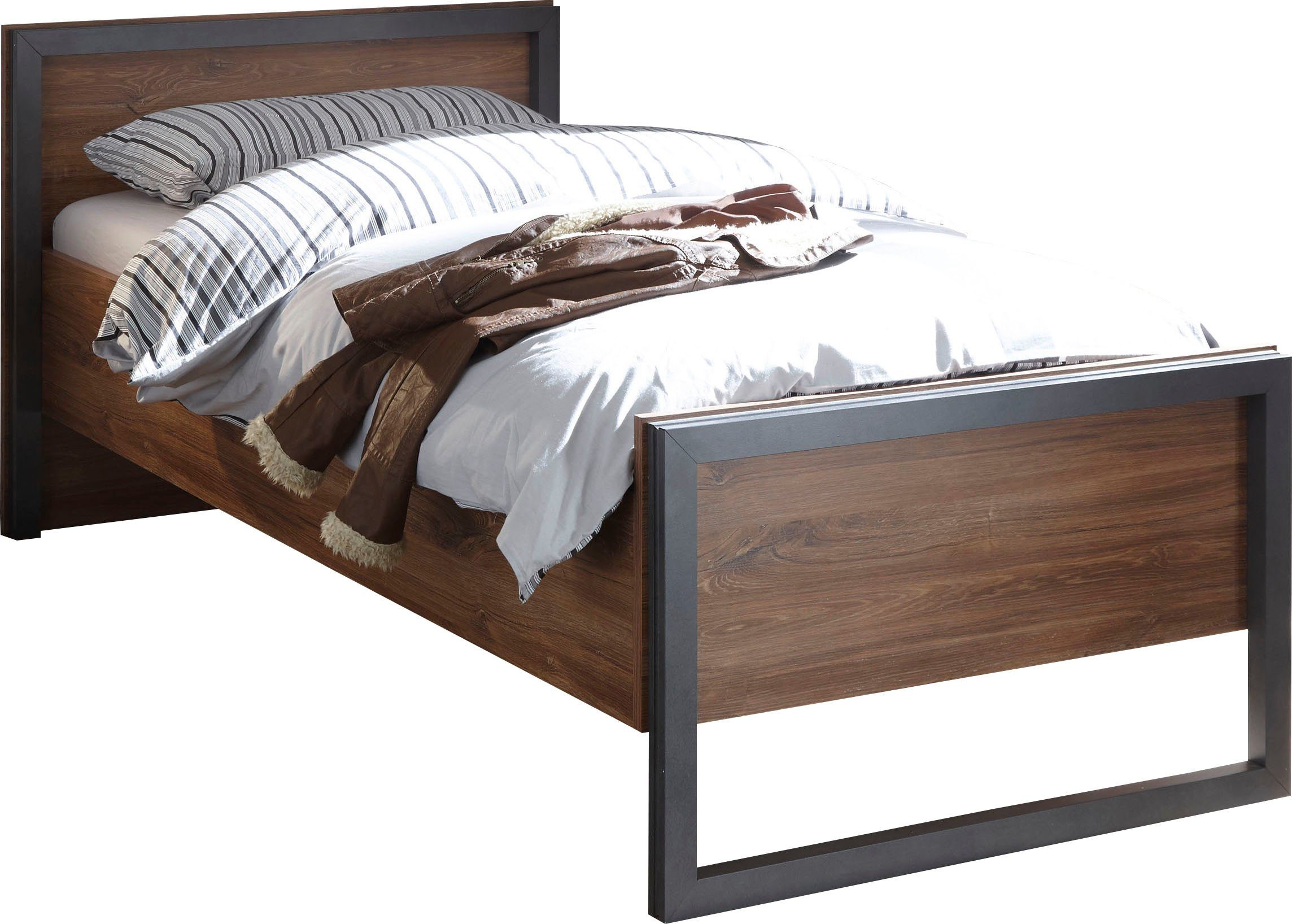 Home affaire Bed Detroit eenpersoonsbed in industriële stijl, bedframe, slaapkamer bedden bruin