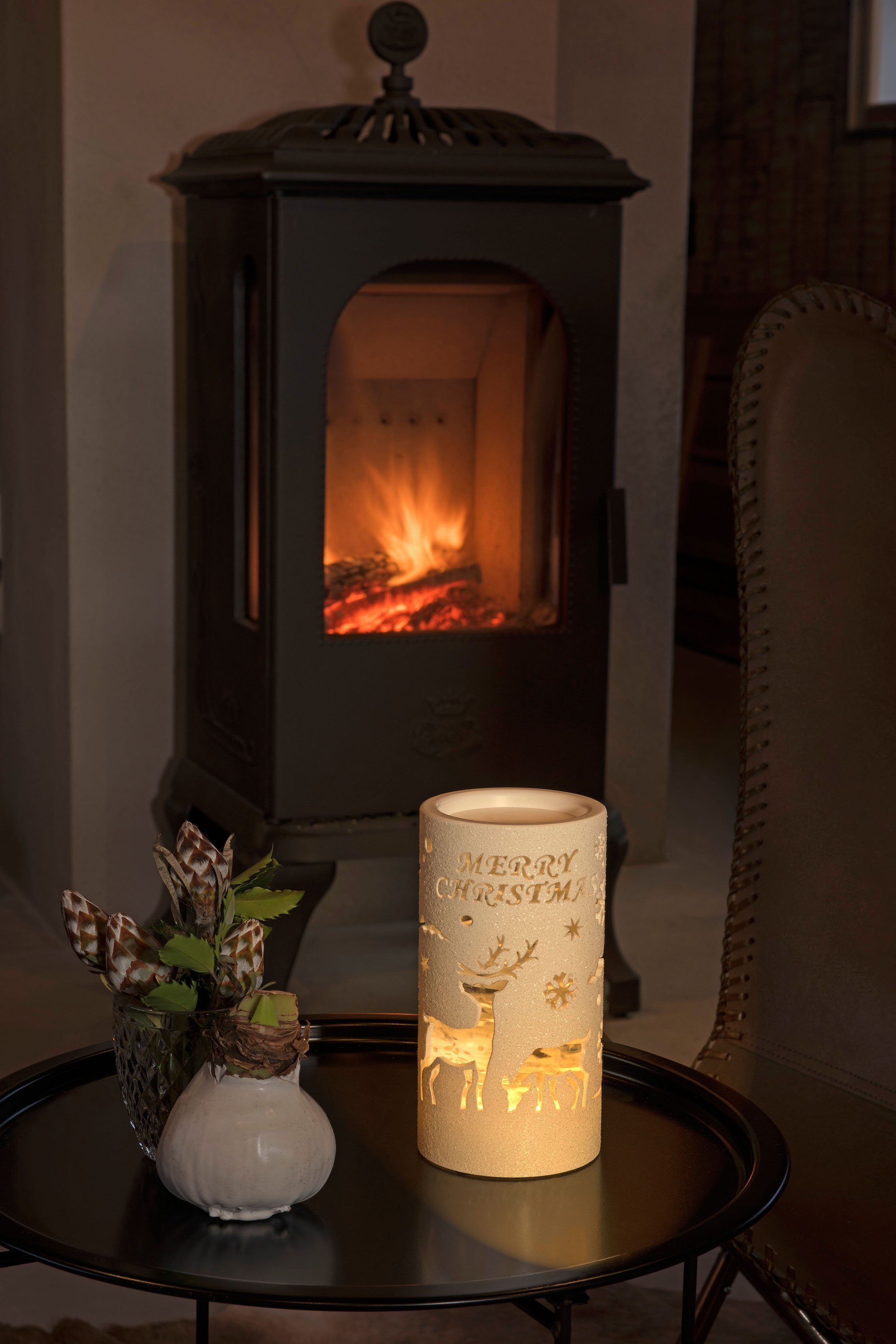 KONSTSMIDE Led lantaarn Led-lantaarn rendier, kerstman en slee (1 stuk) decoratie met verlichting wit