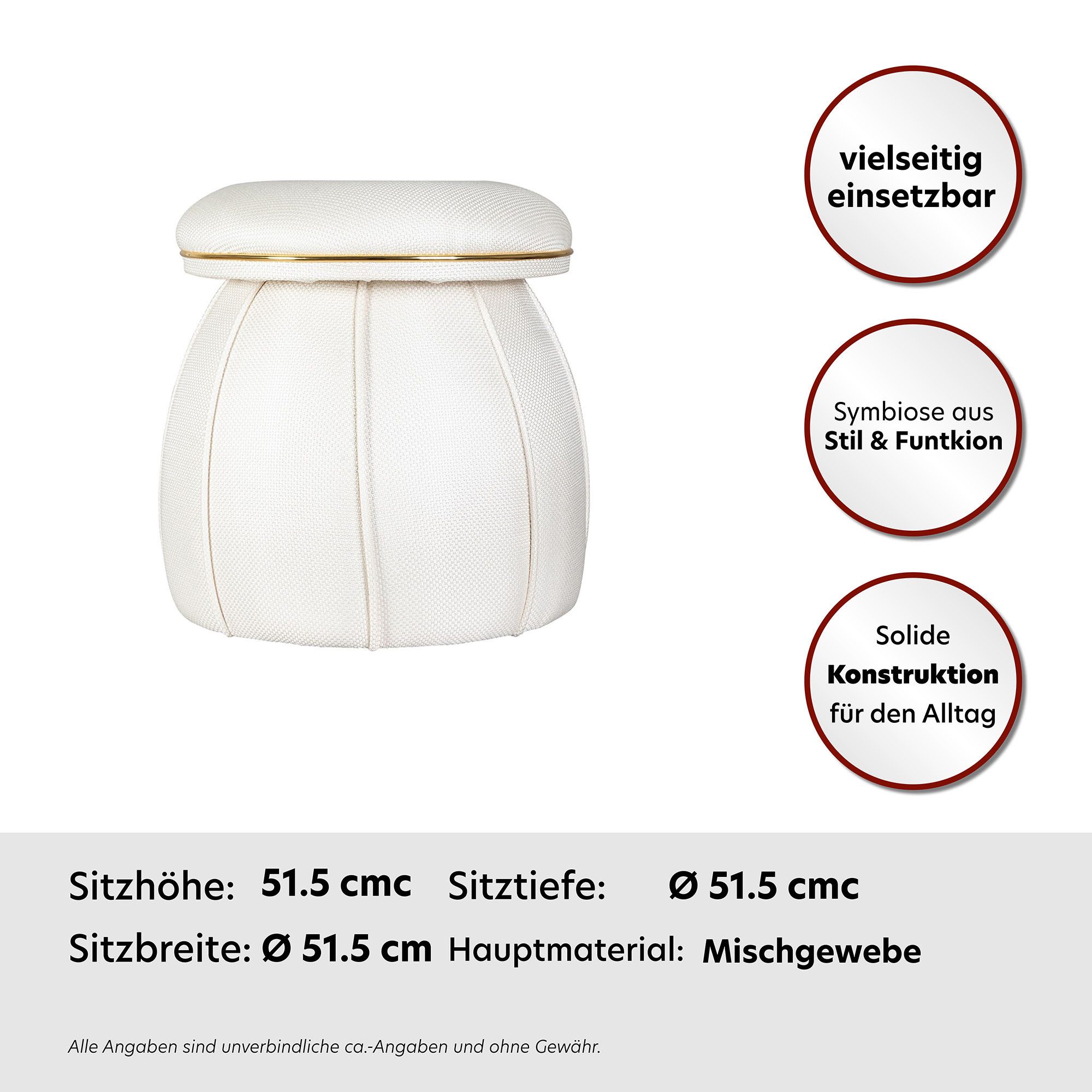Kayoom Zithocker Kruk Corin, extravagante vorm, stijlvolle kleuren, elegant gestikt voet (1 stuk)