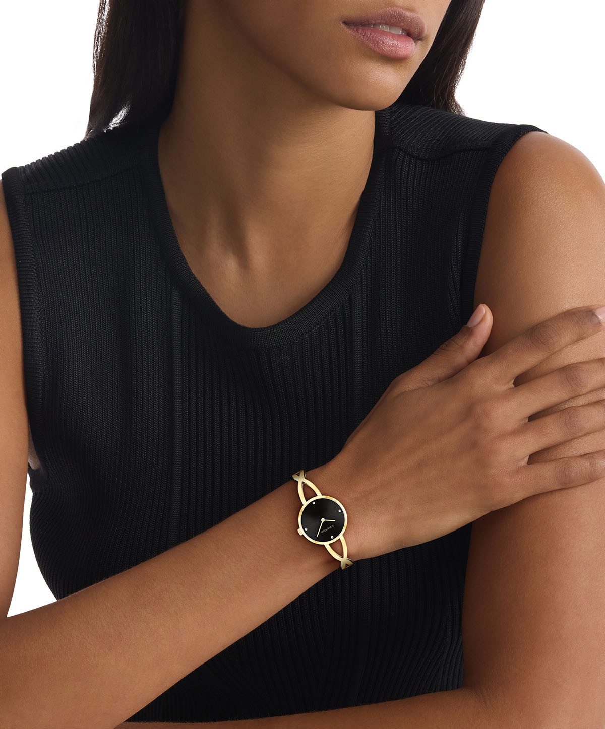 Calvin Klein Kwartshorloge Sculpted Embrace Polshorloge, dameshorloge, roestvrijstalen band, analoog, glasstenen