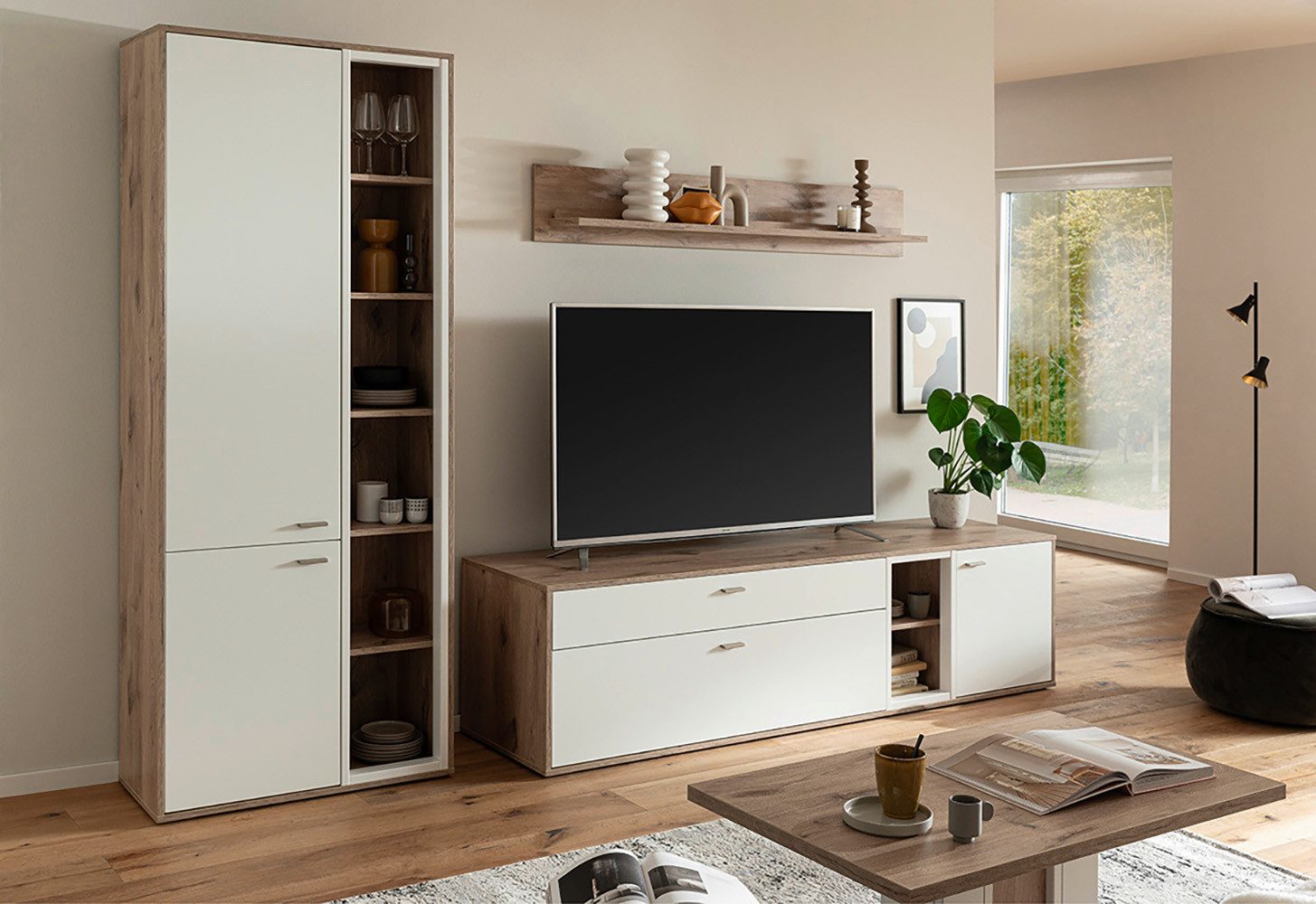 MCA furniture Wandmeubel SANTERNO Woonkamer set (3-delig), deuren & lades gedempt, breedte 292 cm (complete set, 3-delig)