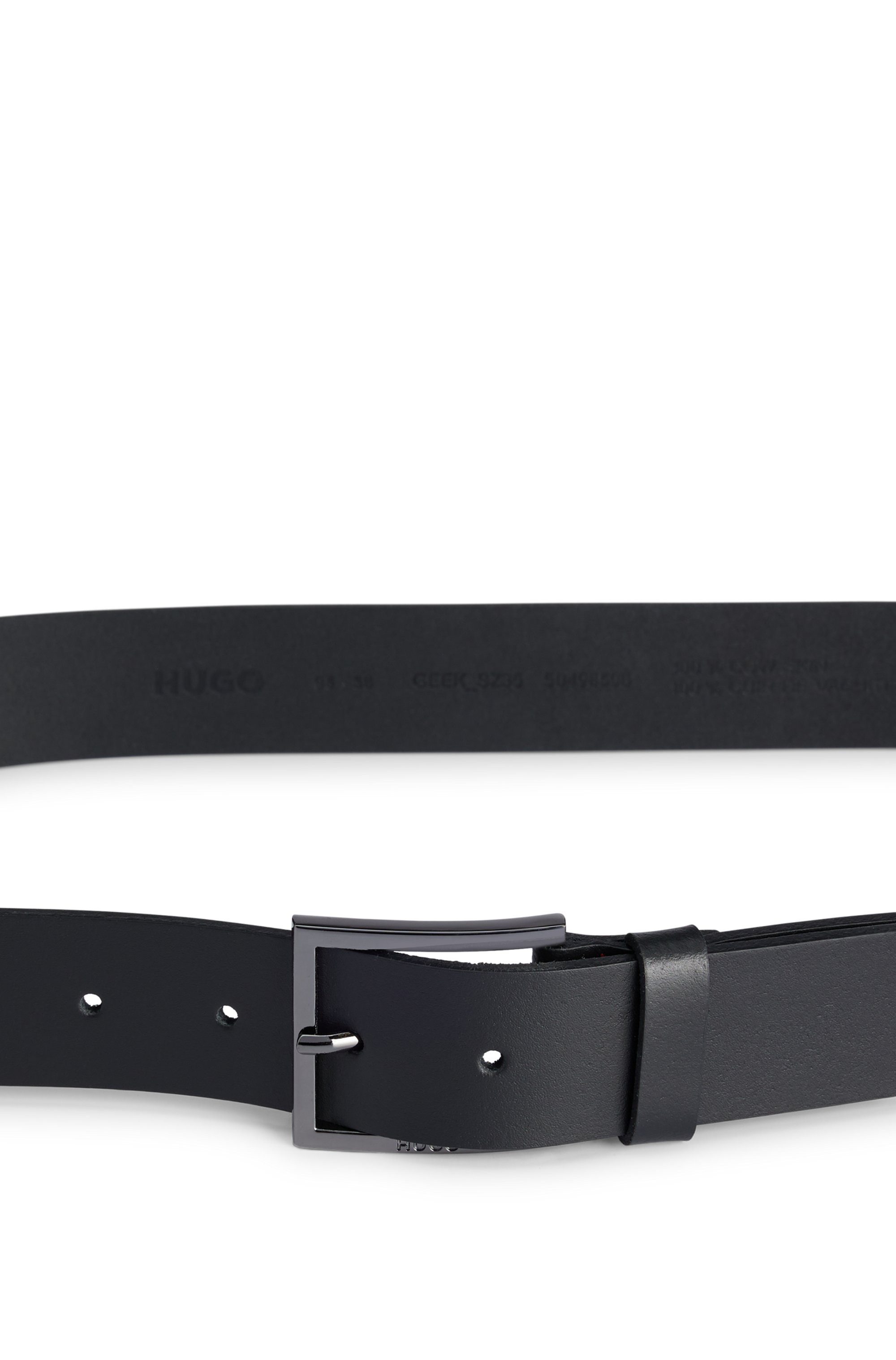 HUGO Leren riem Geek_Sz35 met contrasterende naden en subtiele metalen sluiting