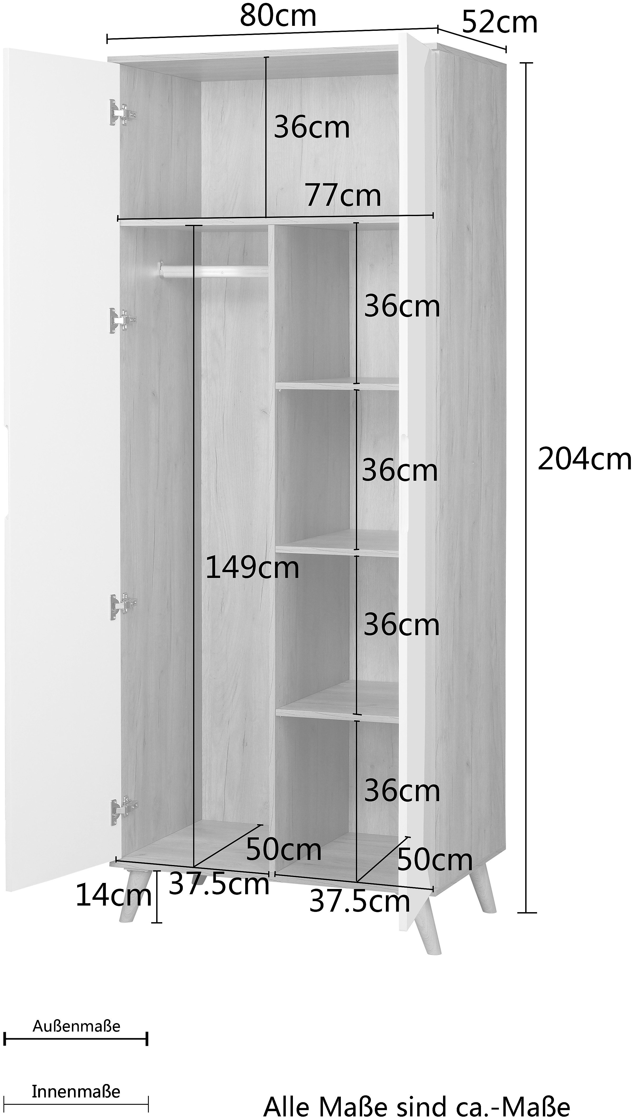 andas Kledingkast Lund slaapkamerkast bestseller in Scandinavisch design Kledingkast met premium binneninrichting, breedte 80 cm hoogglans