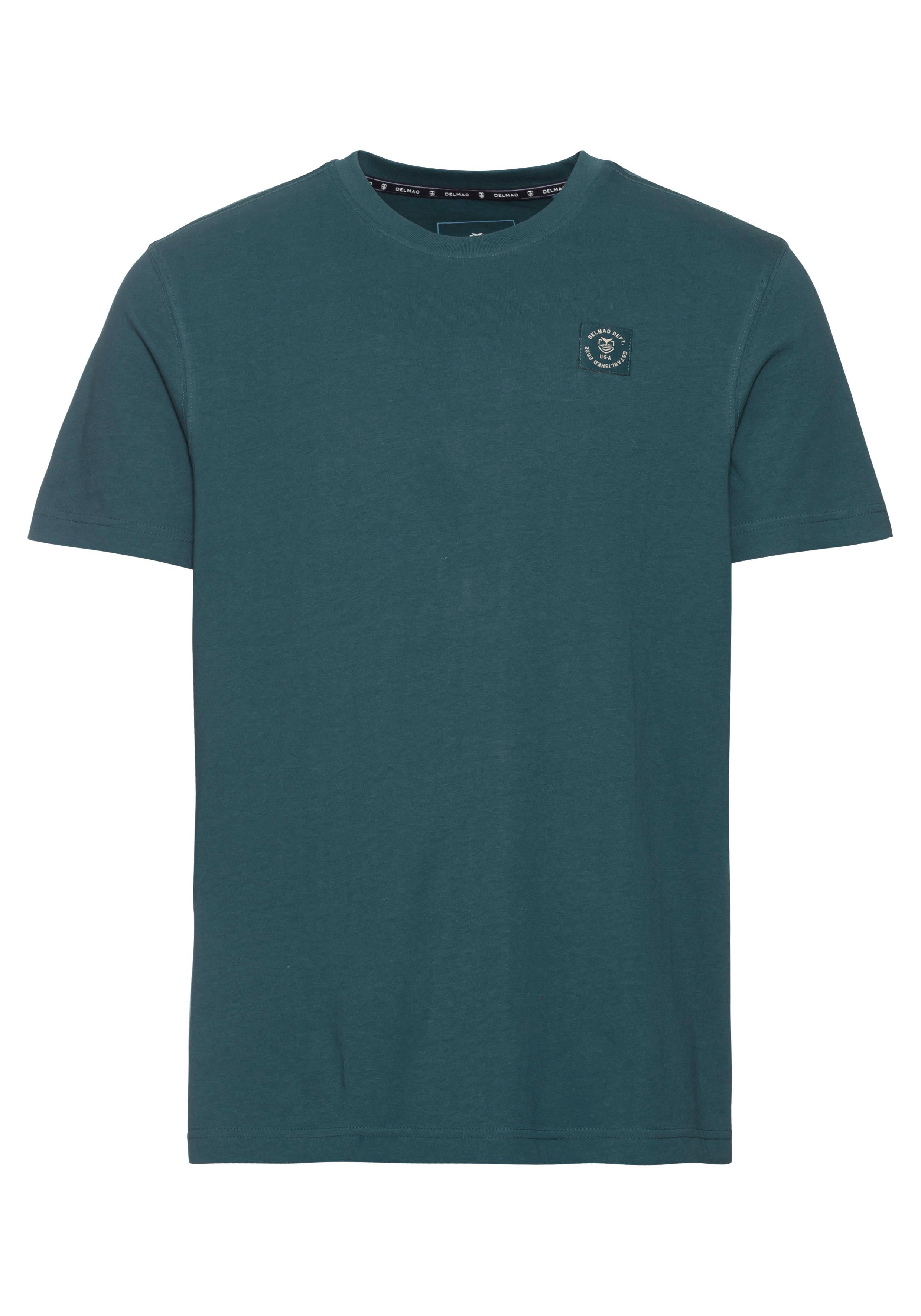 DELMAO Shirt met ronde hals Korte mouw, regular fit, basic, van 100% katoen