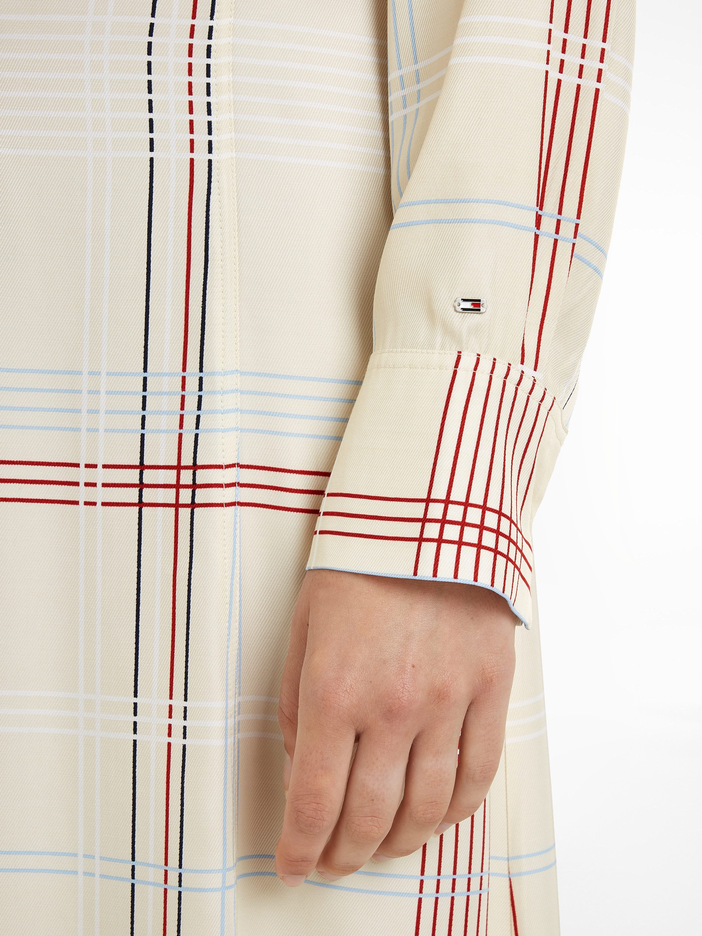 Tommy Hilfiger Blousejurk RWB CHECK FLUID MIDI DRESS (Global Serie TH VROUWEN)