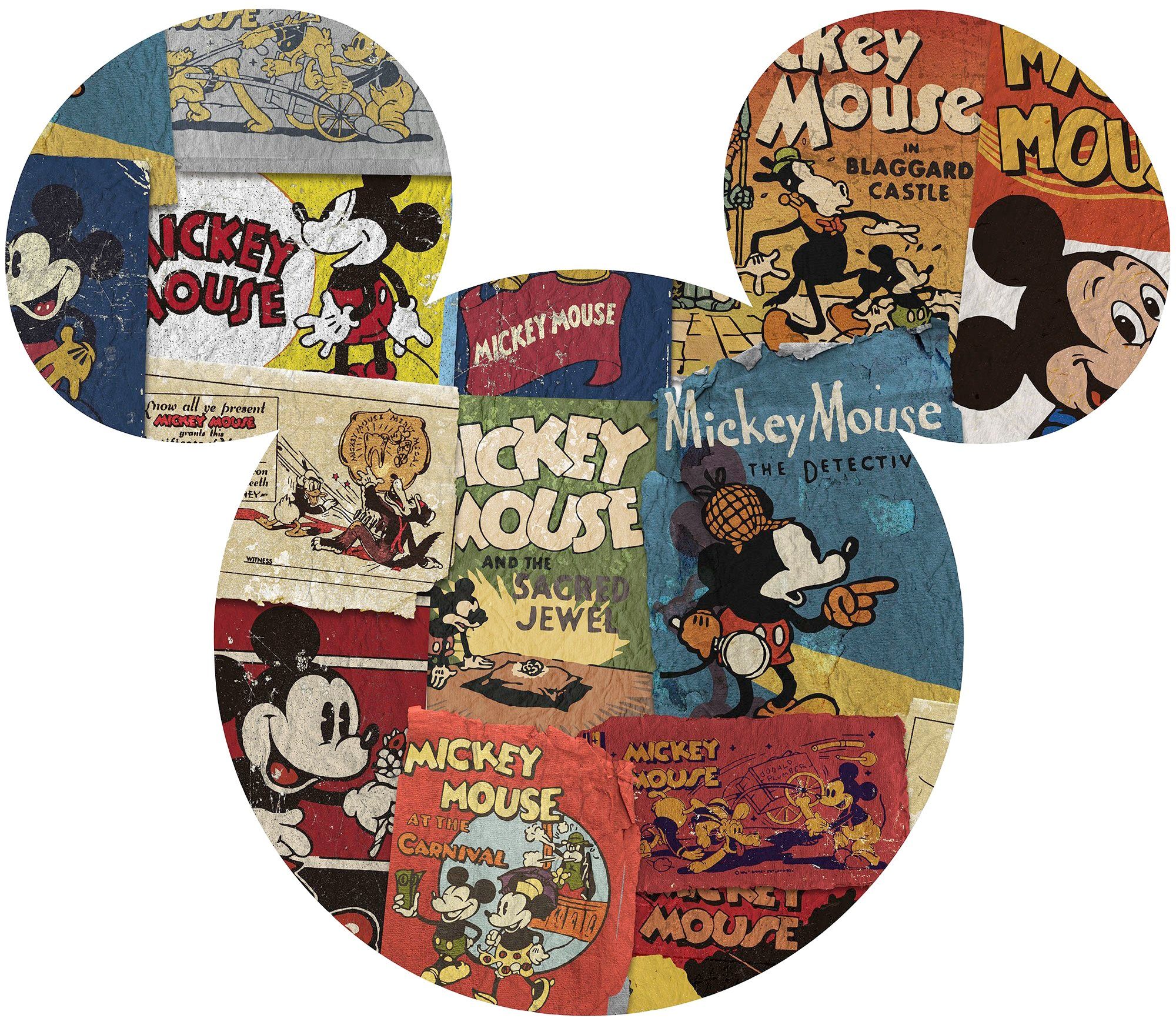 Komar Vliesbehang Zelfklevend vlies - Mickey Head Billboard - Afmeting 125 x 125 cm (1 stuk)