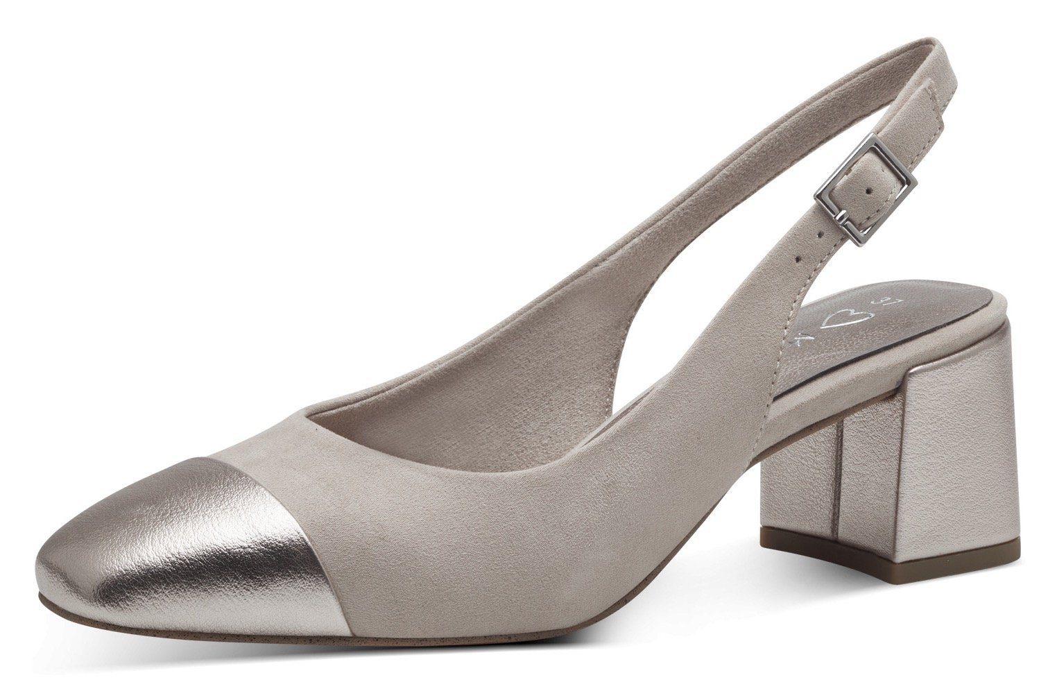 Marco Tozzi Slingback pumps , avondschoen, zomerschoen, blokhak, in modieuze vierkante vorm