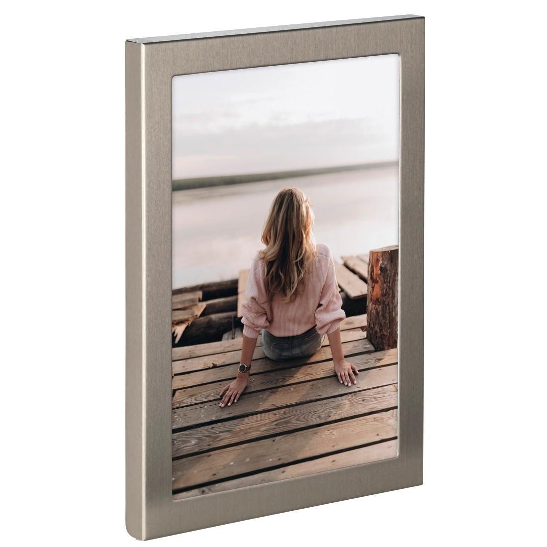 Hama Fotolijstje Fotolijst 13 x 18 cm voor 1 foto, om op te hangen en te plaatsen, zilverkleur (1 stuk)