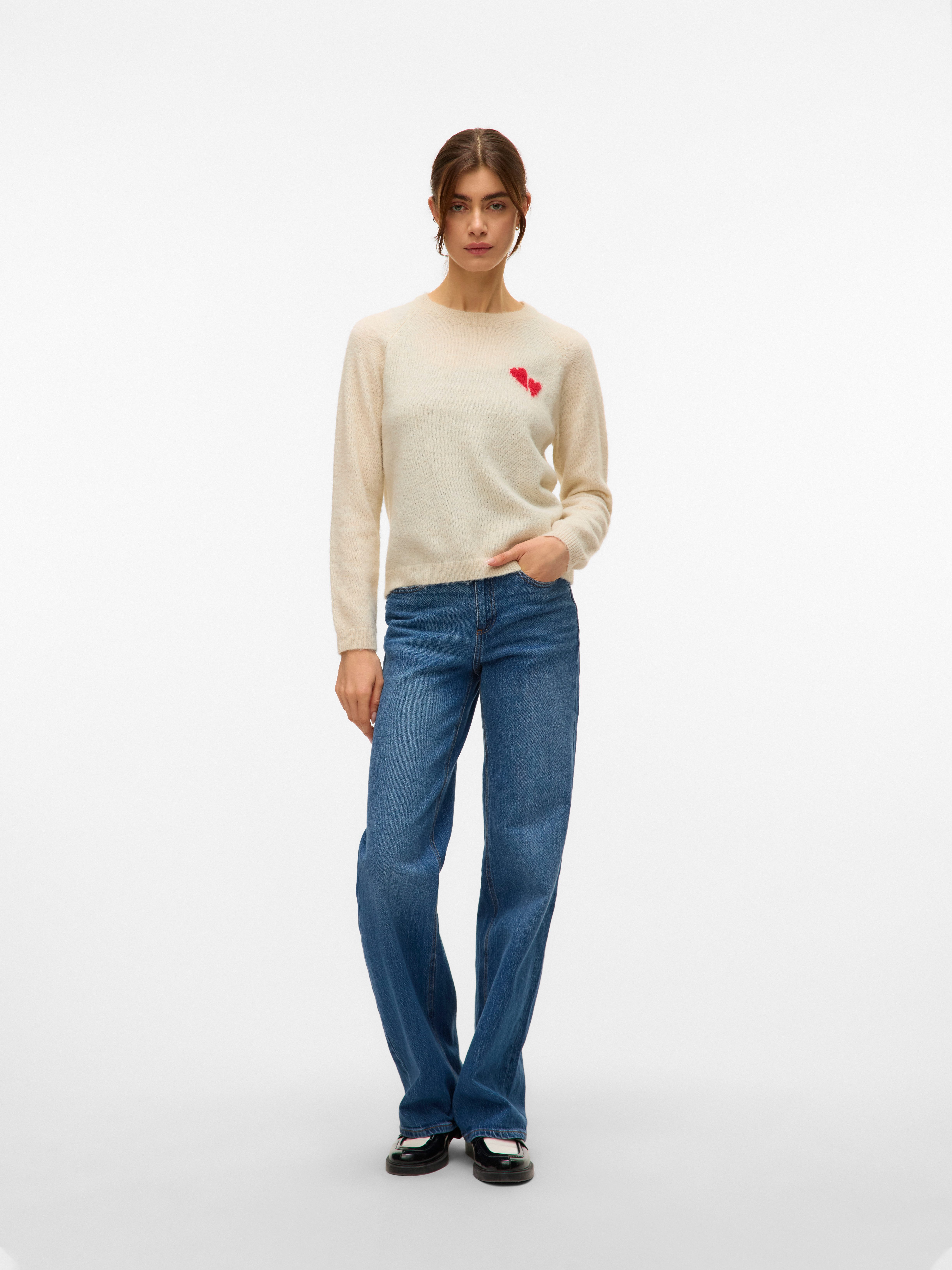 Vero Moda Gebreide trui VMBAM LS O-NECK PULLOVER BOO ENT