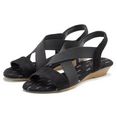 vivance sandaaltjes met elastische riempjes en stijlvolle sleehak zwart