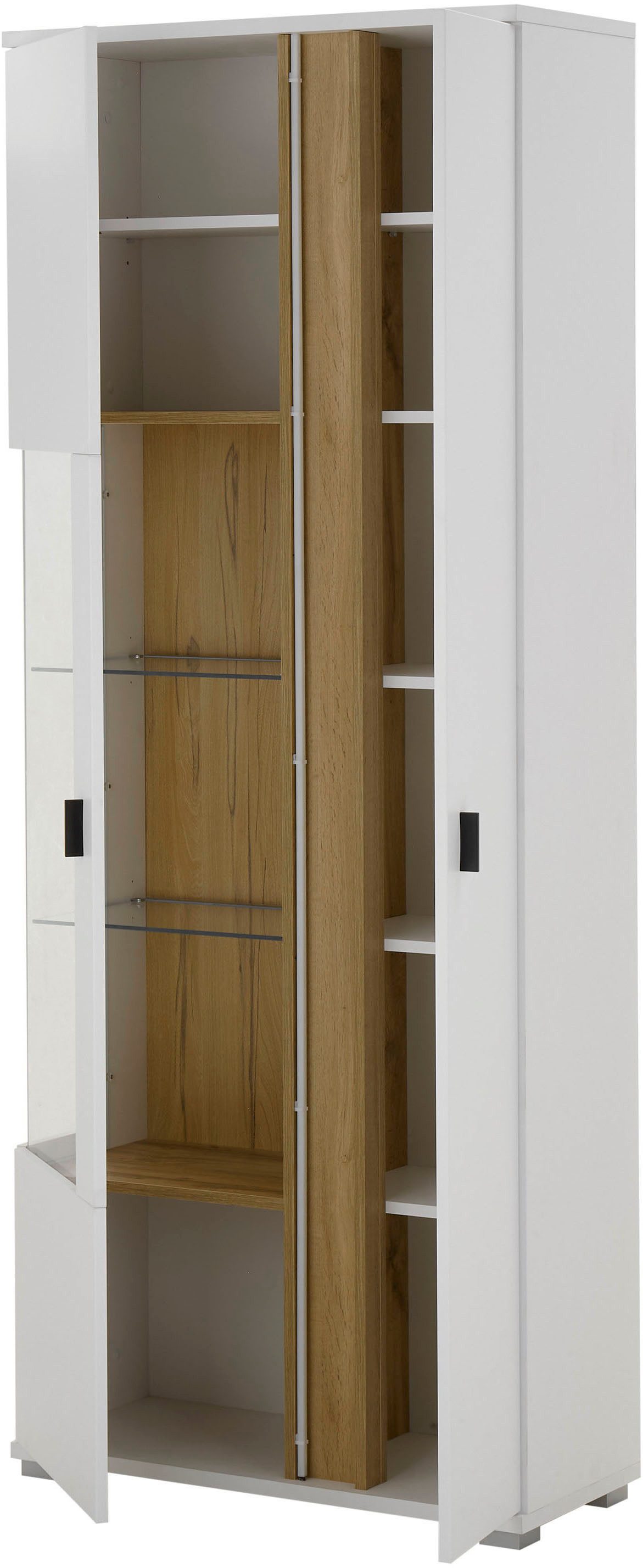 INOSIGN Vitrinekast LONG ISLAND, opberghangkast in moderne trendkleur, inclusief verticale verlichting, breedte 80 cm (1 stuk)