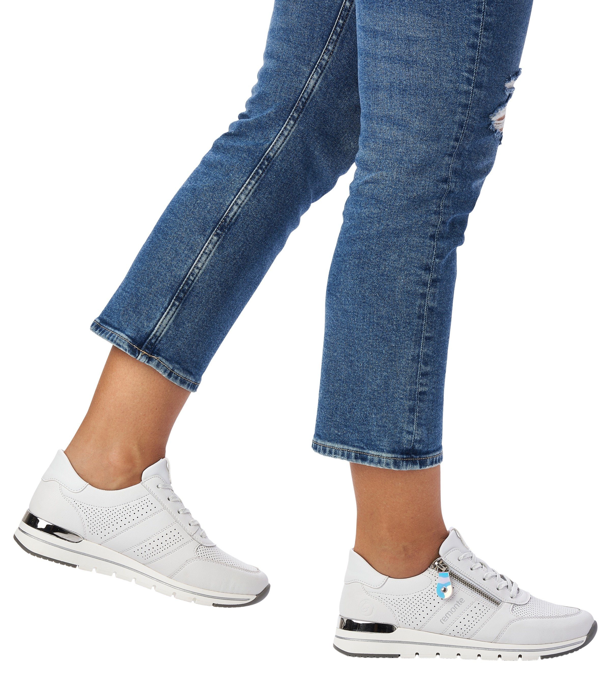 Remonte Sneakers met sleehak met zijrits, vrijetijdsschoen, lage schoen, veterschoen