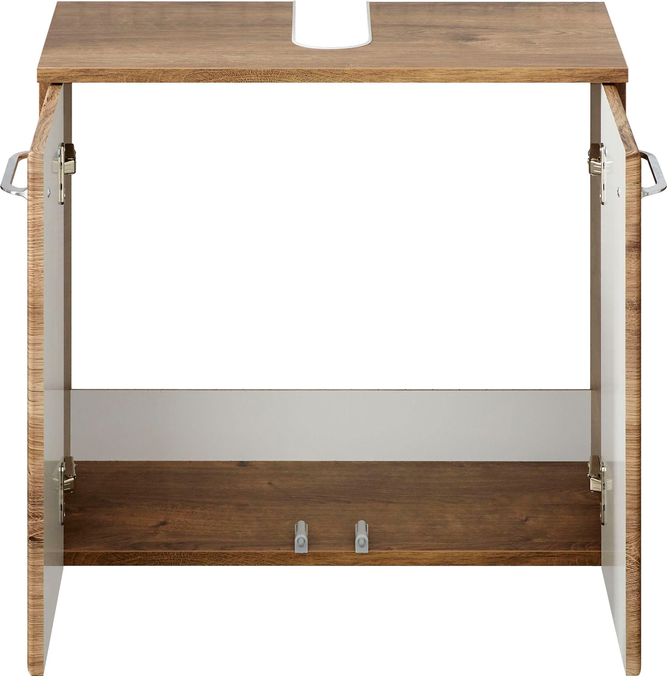 Saphir Wastafelonderkast Quickset onderkast, 60 cm breed, 2 deuren, zonder wastafel Wastafelonderkast inclusief deurdemper, grepen in glanzend chroom
