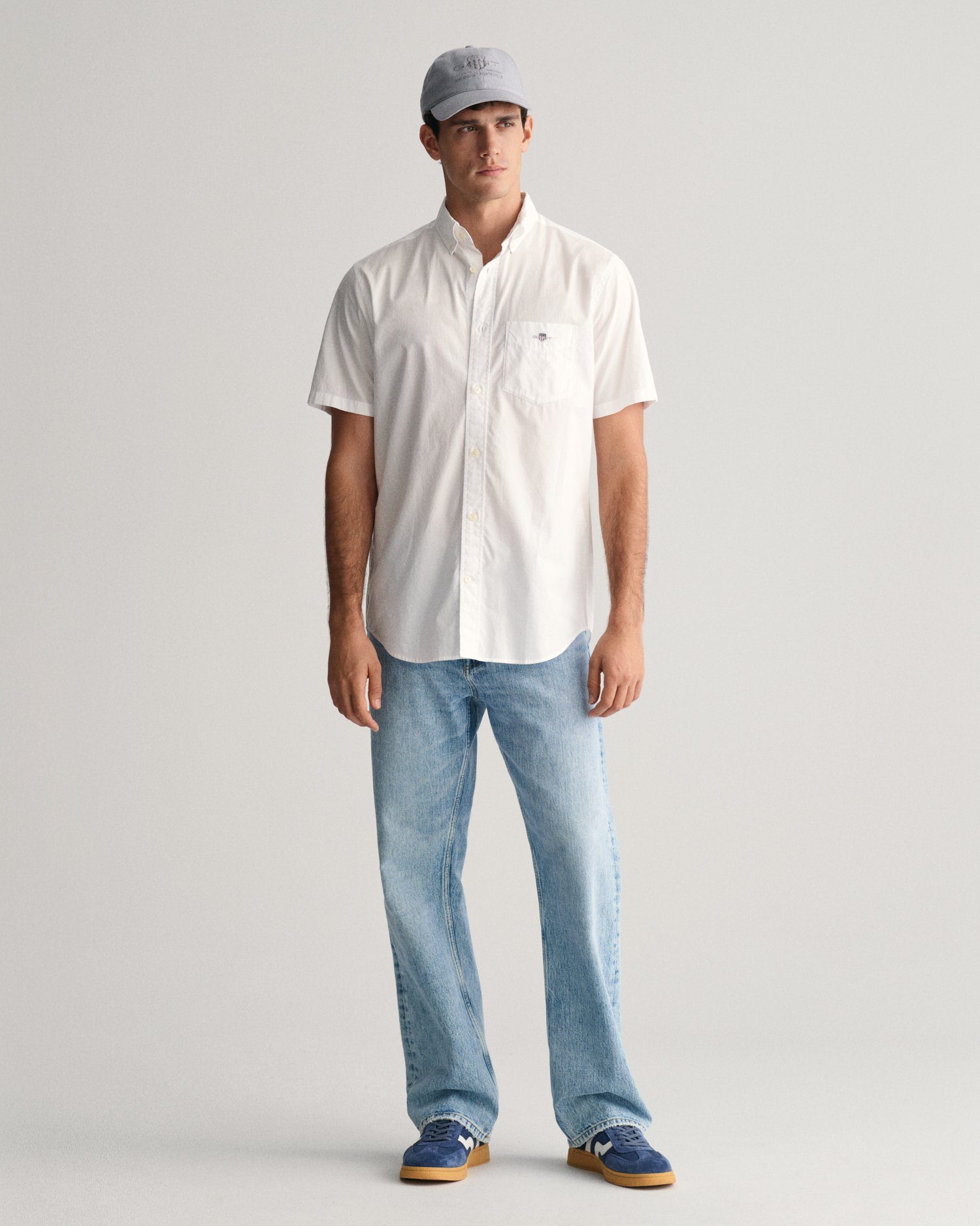 Gant Overhemd met korte mouwen Regular fit poplin overhemd licht slijtvast easy care