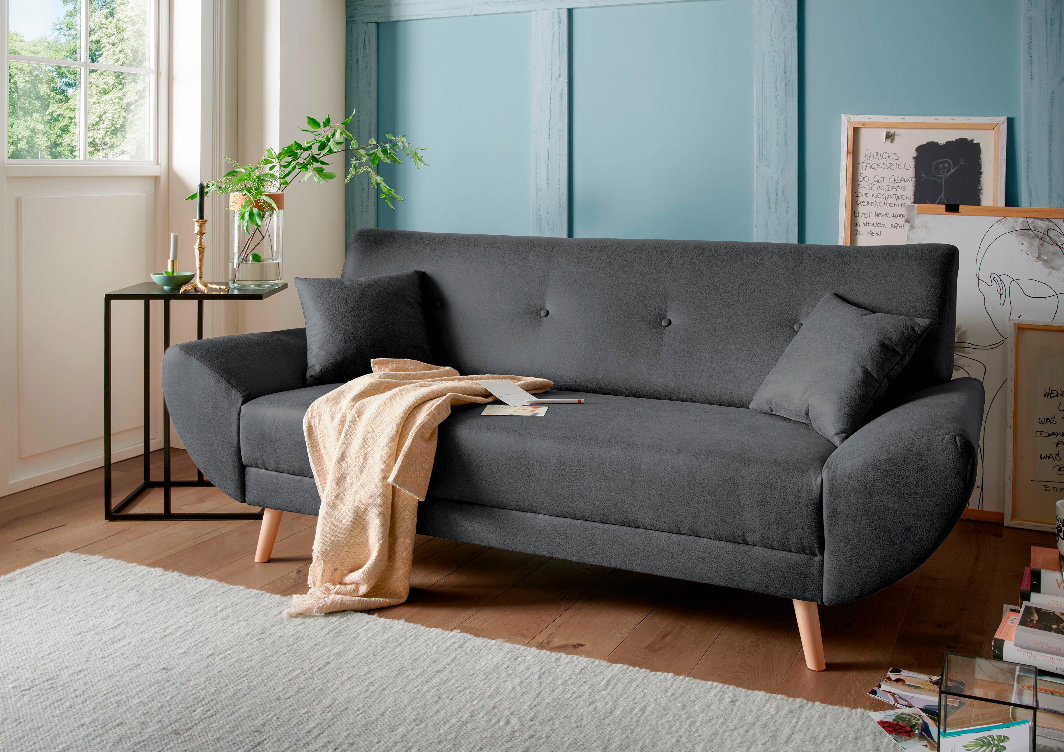 Home affaire 3-zitsbank BASTA zwart, 3-zitsbanken