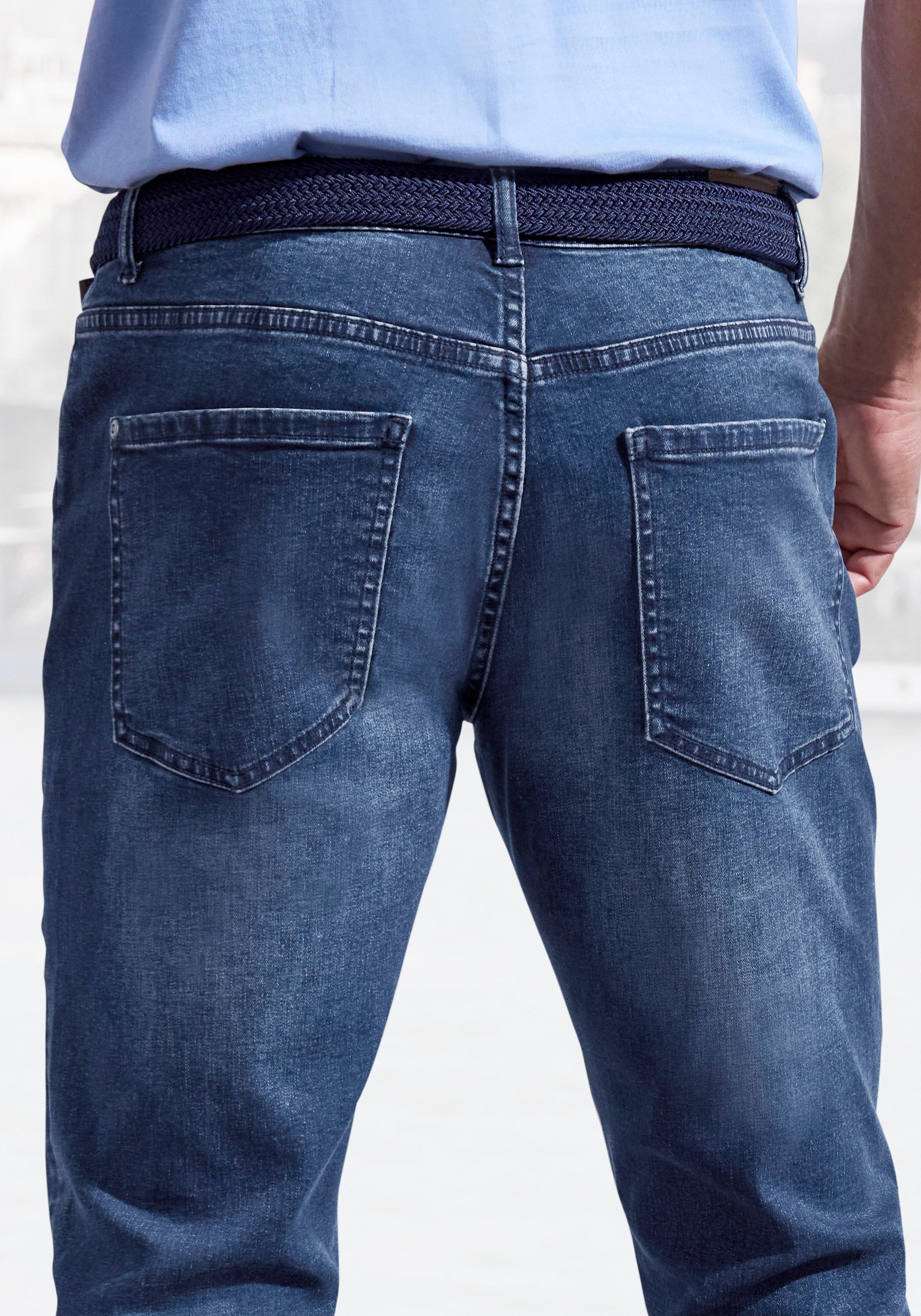 John Devin 5-pocket jeans Straight-fit Jeans in elastische denimkwaliteit