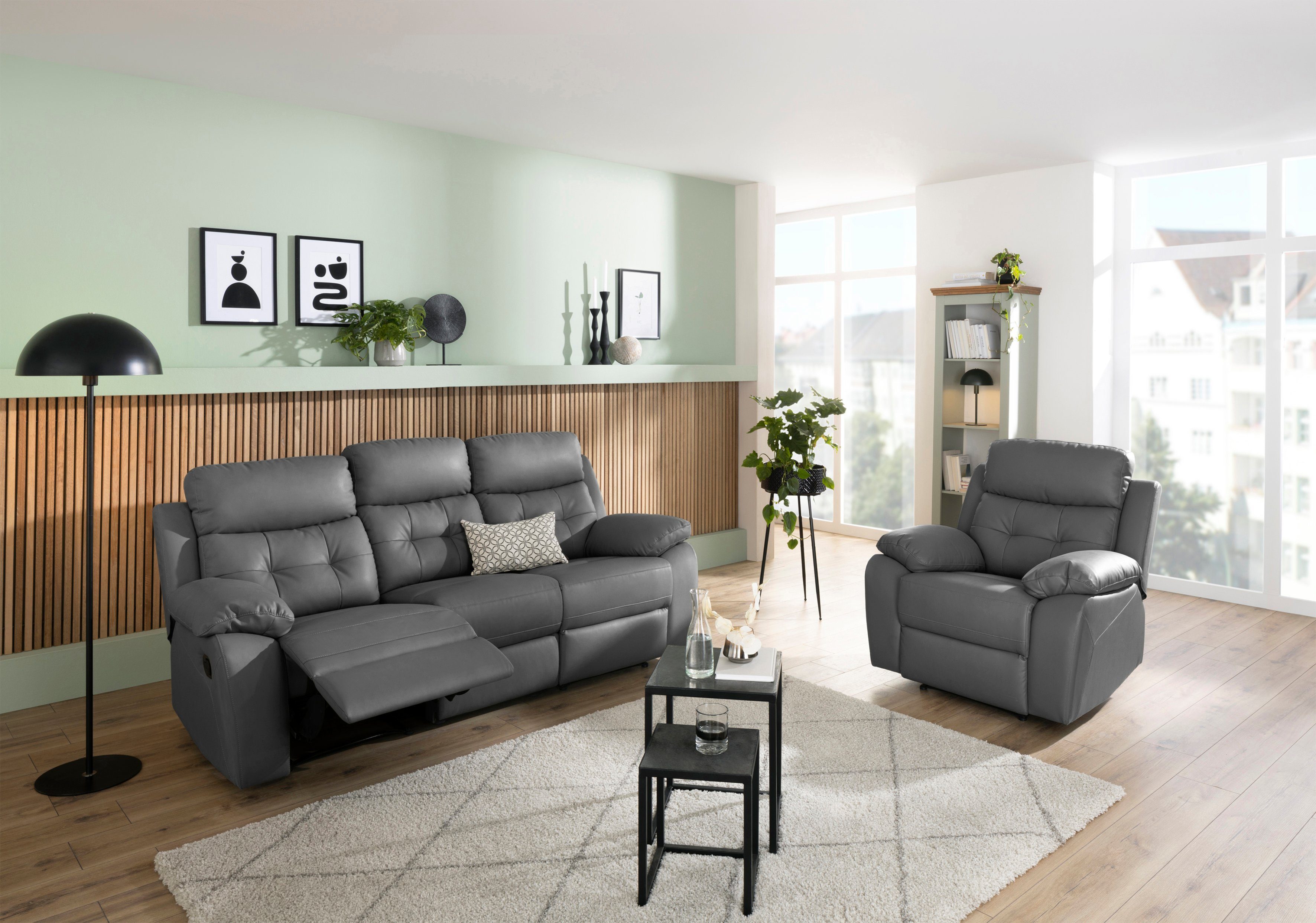 Home affaire Relaxfauteuil Lannilis met ligfunctie, tv-stoel met handmatige of elektrische relaxfunctie, lichtgrijs