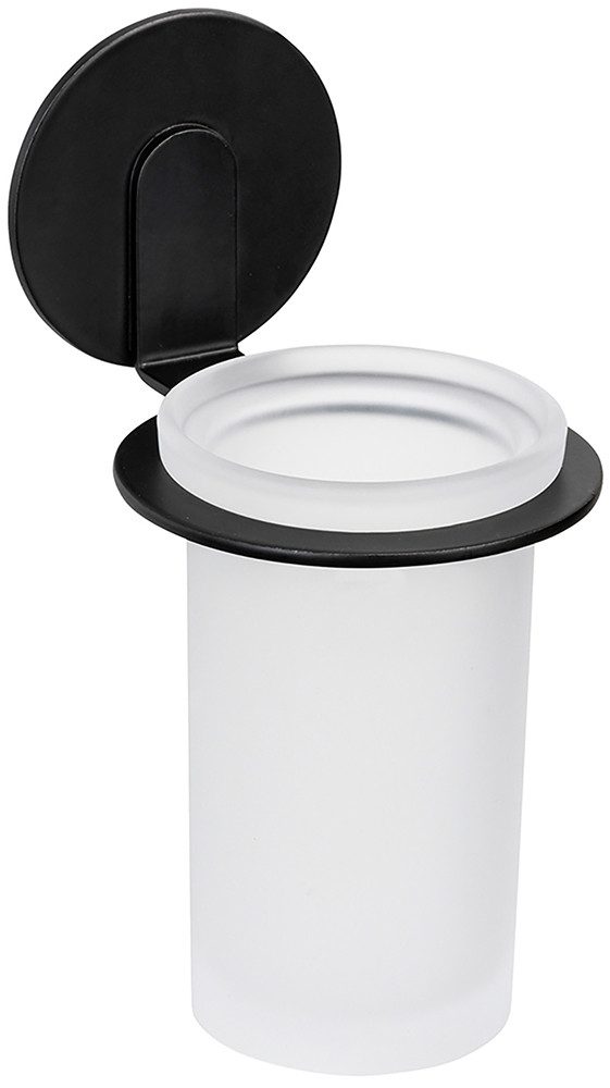 WENKO Poetsbeker Turbo-Loc® model Bivio met wandbevestiging zonder boren, aluminium, gesatineerd glas