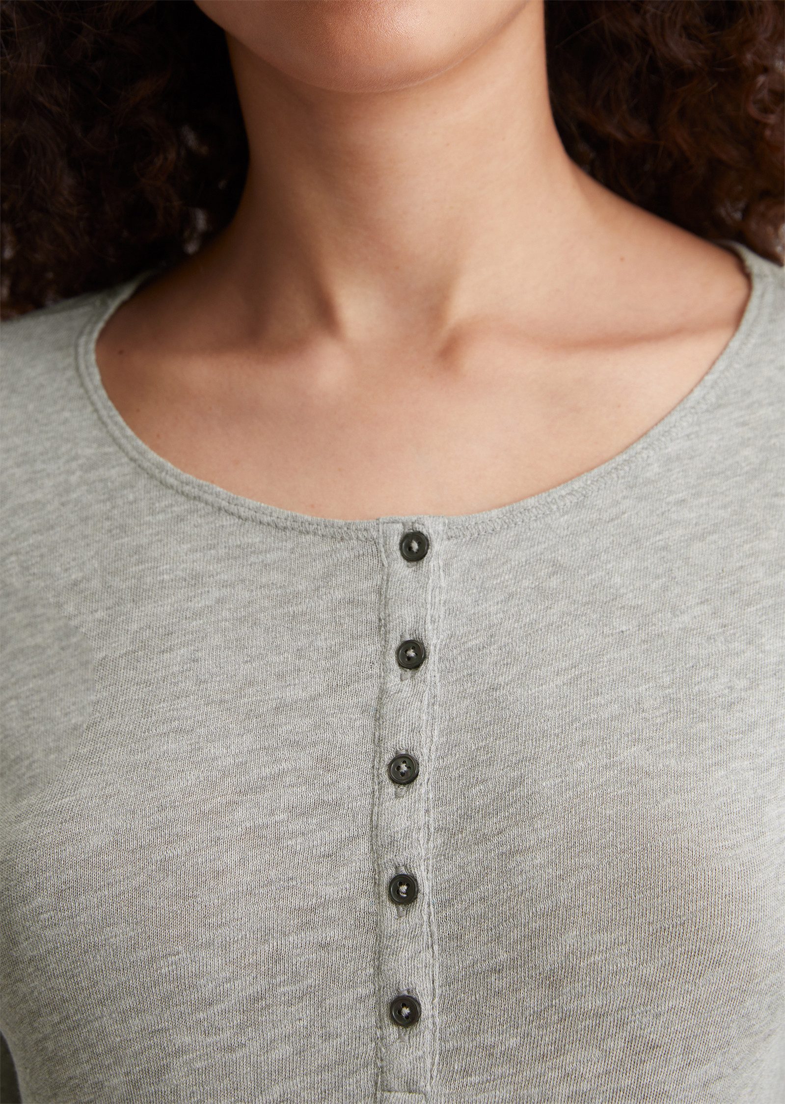 Marc O'Polo Henleyshirt Henley met grote ronde hals kleine knoopsluiting