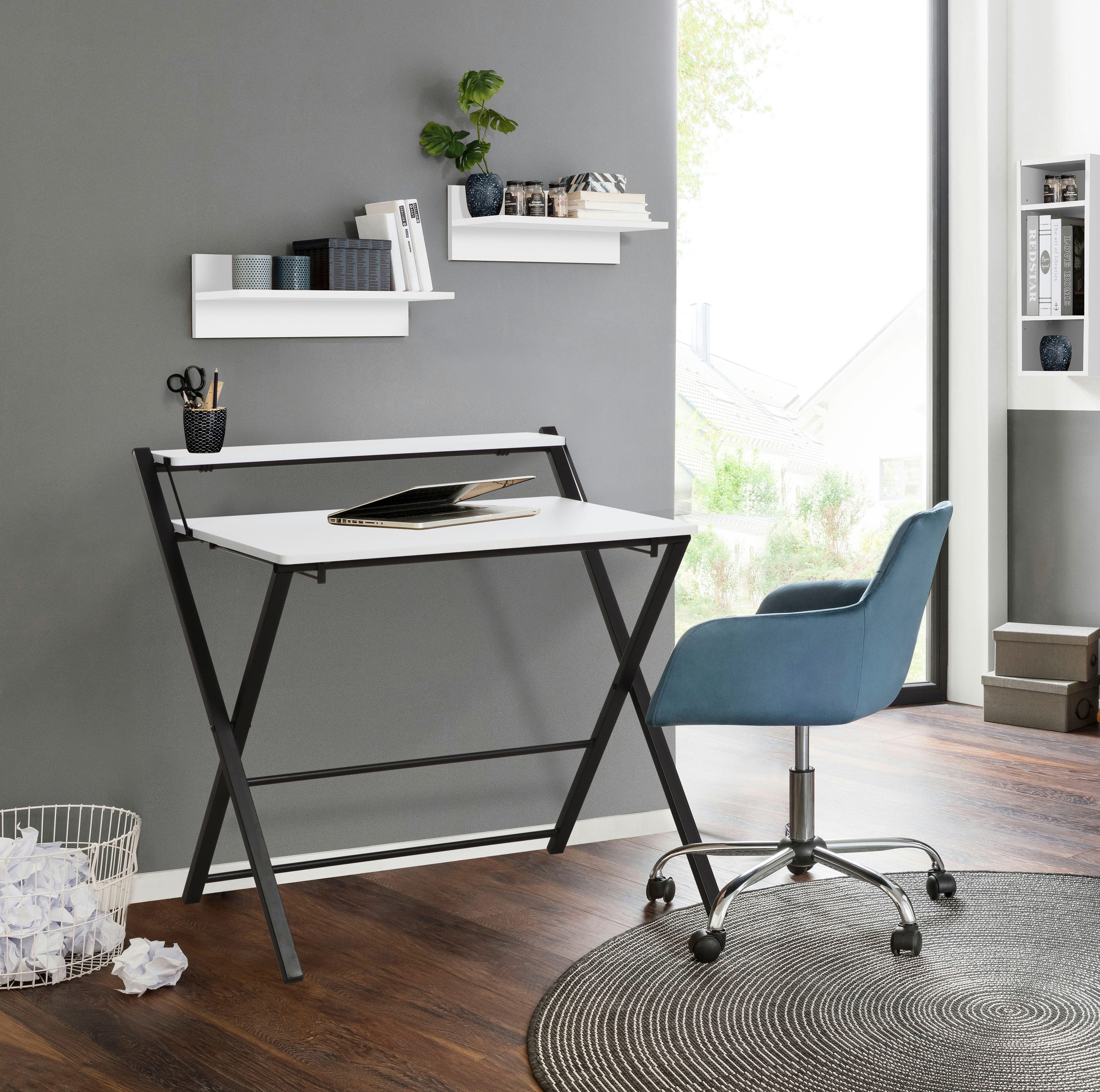 INOSIGN Pc-bureau SULBY, laptoptafel, bureau, met planchet, Metalen frame, opvouwbaar, ruimtebesparend, max. 86,5x82,5 cm