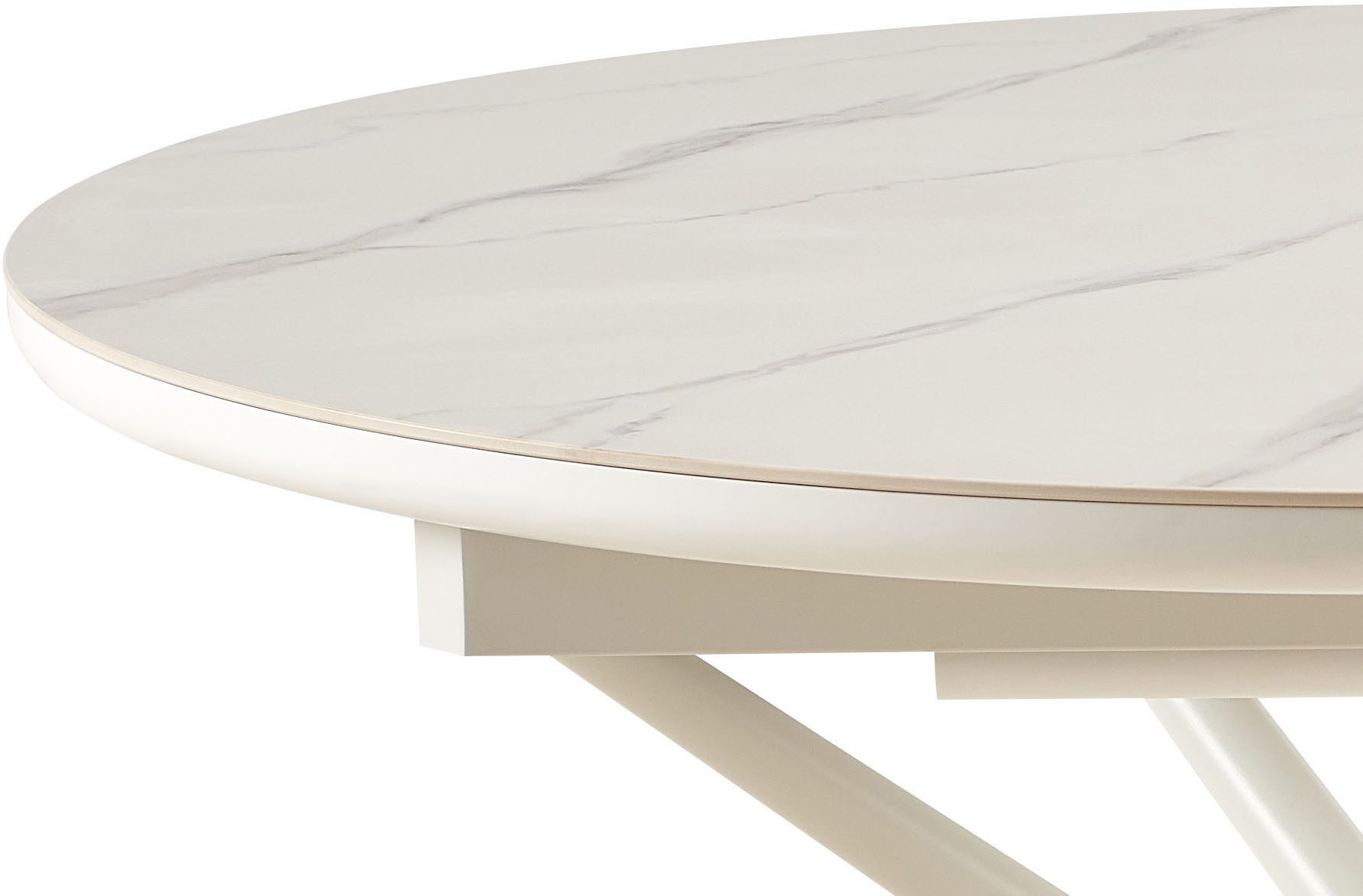 SalesFever Eettafel Stuttgart rond, keramiek, uitschuifbaar van 120 - 160 cm