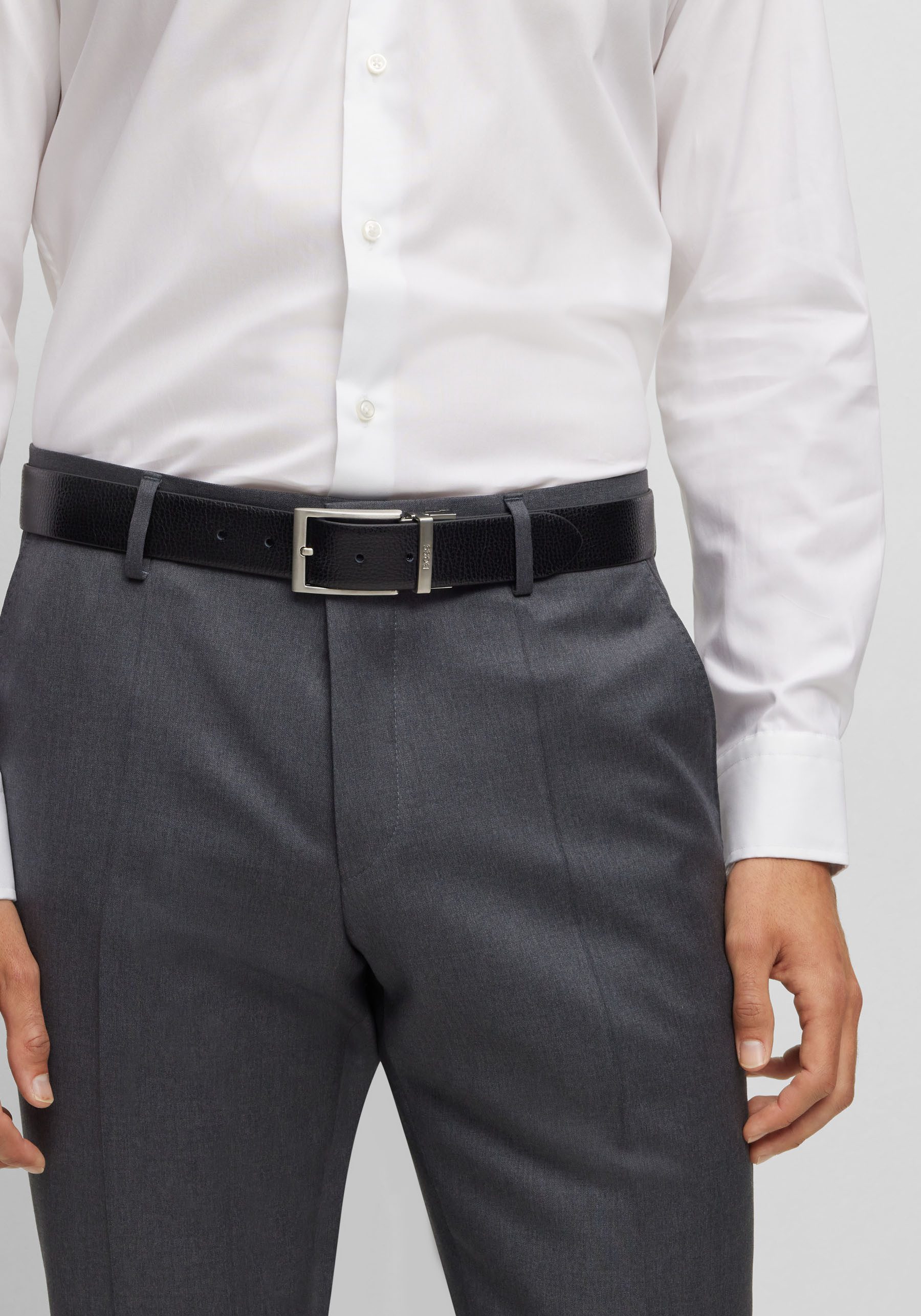 Boss Leren riem Ollie met boss logo-tekst op de metalen lus