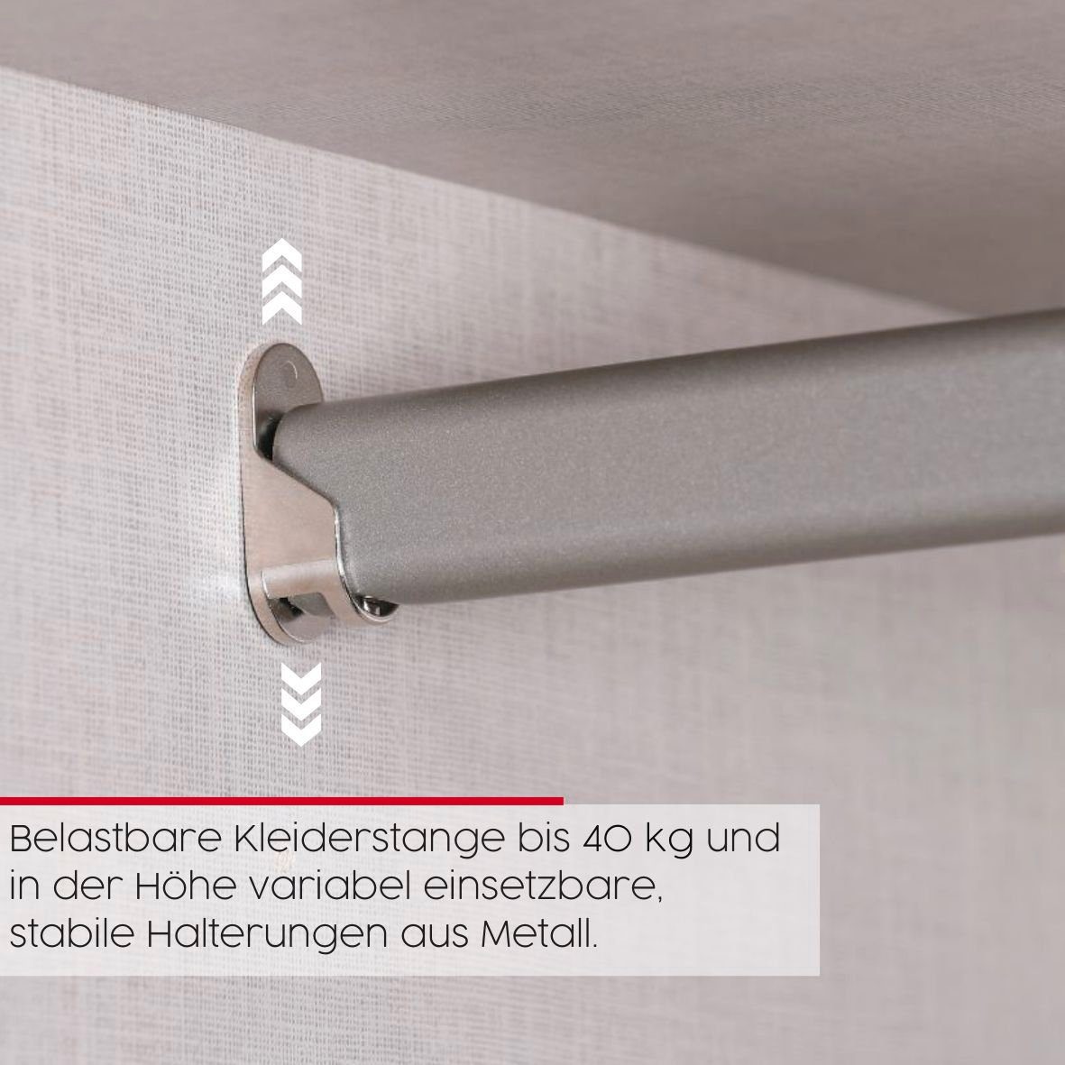 rauch Schuifdeurkast Kledingkast Kast Garderobe Slaapkamerkast EVELYN in elegante stijl, in 5 breedtes, handgrepen in corpuskleur made in germany