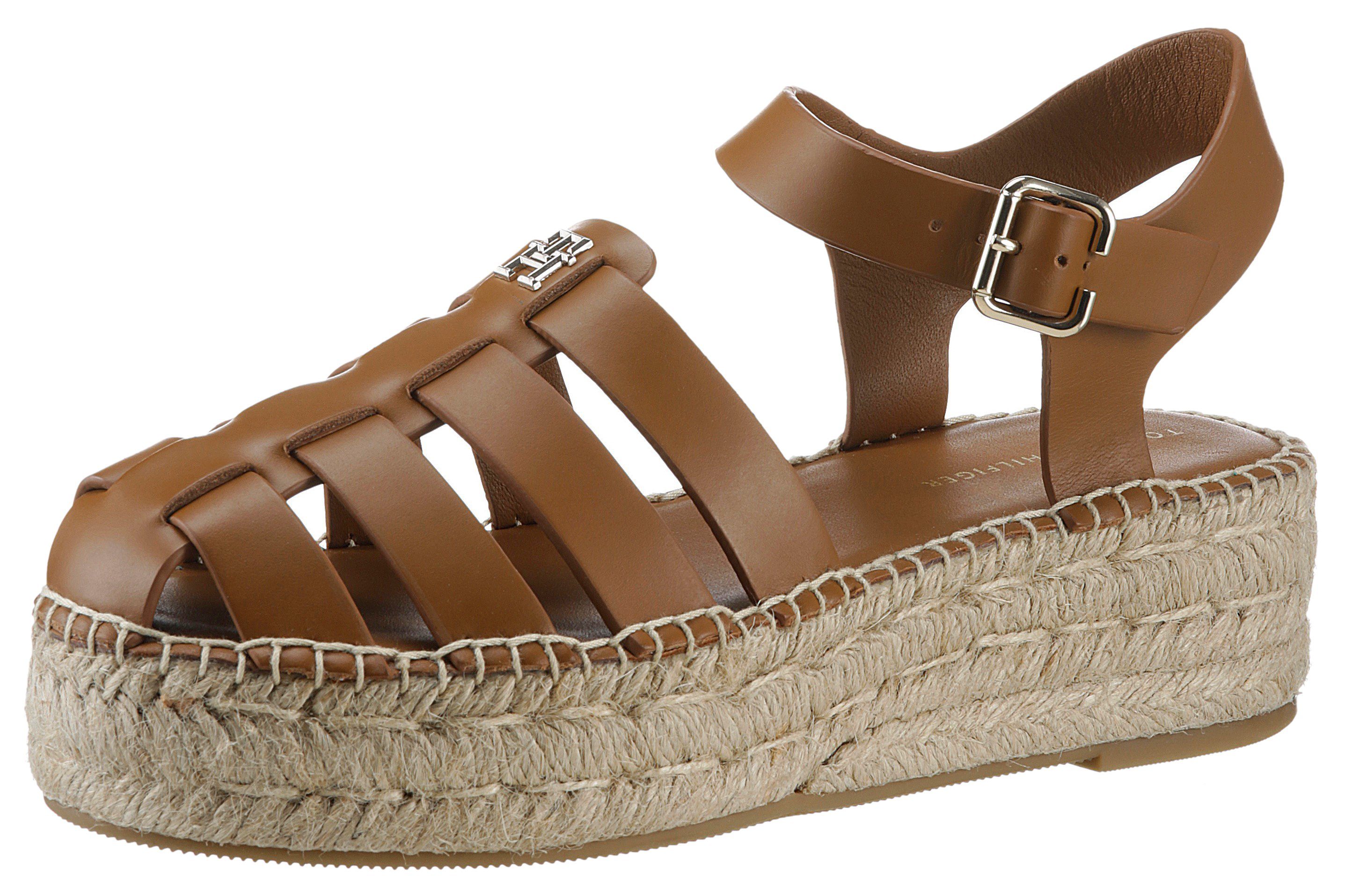 Tommy Hilfiger Sandalen TH AUTHENTIC LEATHER ESPADRILLE , zomerschoen, sandaal, plateauhak, met...