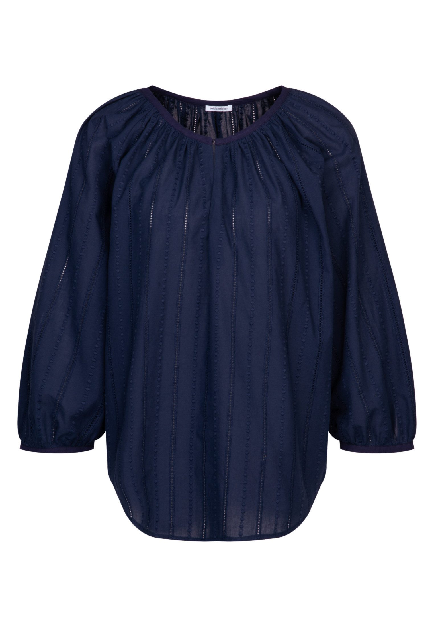 seidensticker Blouse zonder sluiting Zwarte roos 3/4-mouwen ronde hals strepen
