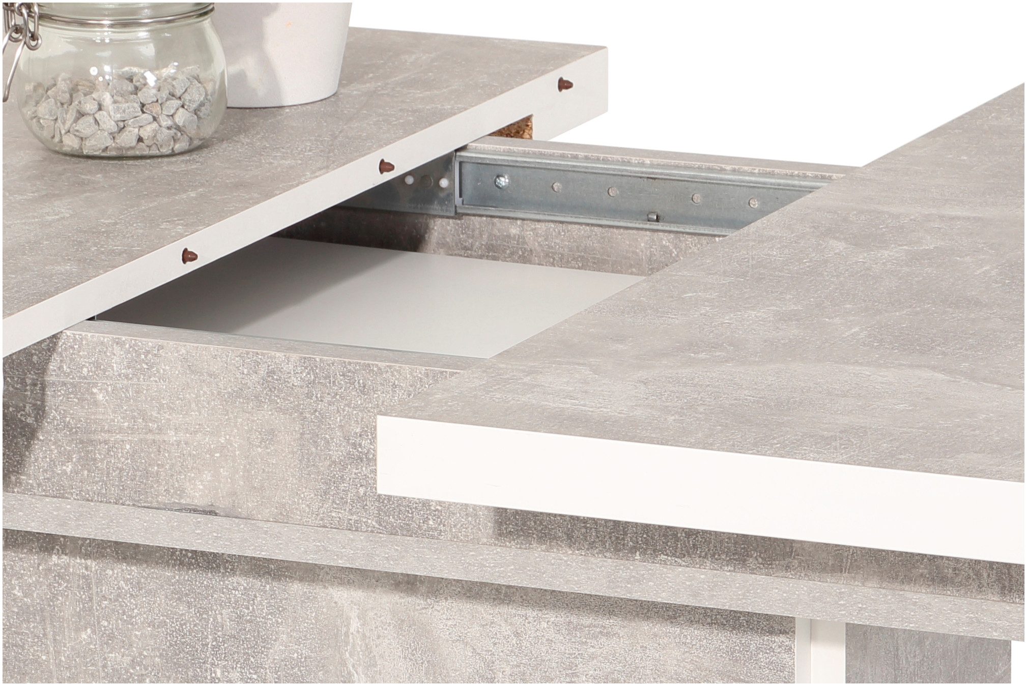 HELA Eethoek Donau Zuilentafel,Inlegplaat,uitbreidbaar,Schwinger,Handvat (5-delig)