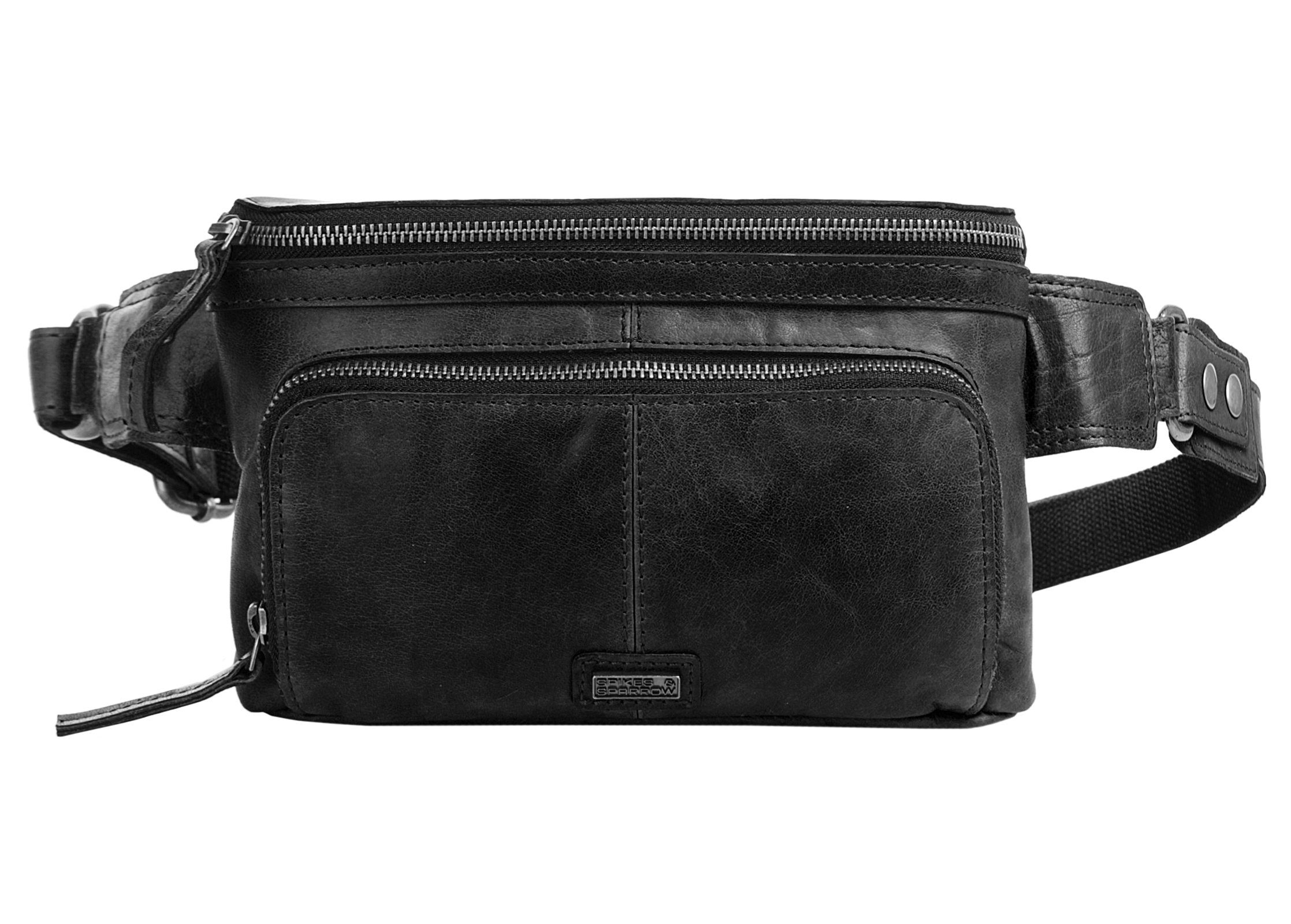 Spikes & Sparrow Heuptasje echt leder dames tassen maat one size (25x17 x 6 cm - 4 l) zwart
