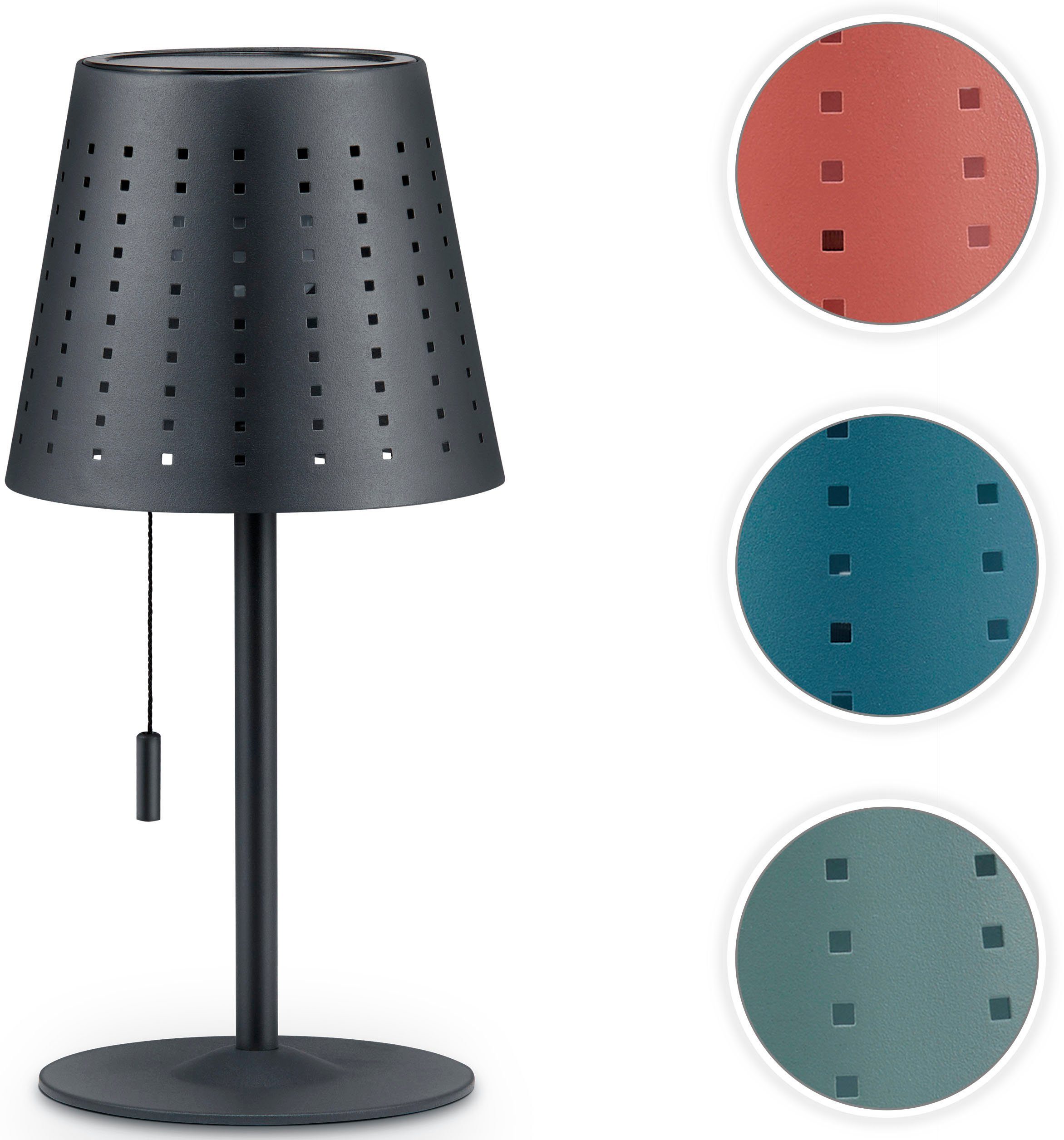 Paco Home Tafellamp Lara Outdoor LED accu metaal oplaadbaar trekker schakelaar draadloos